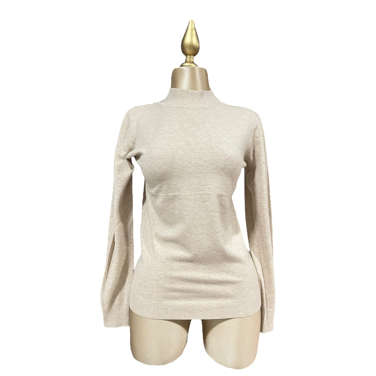 Blusa Beige Manga Larga Cuello MUSSI
