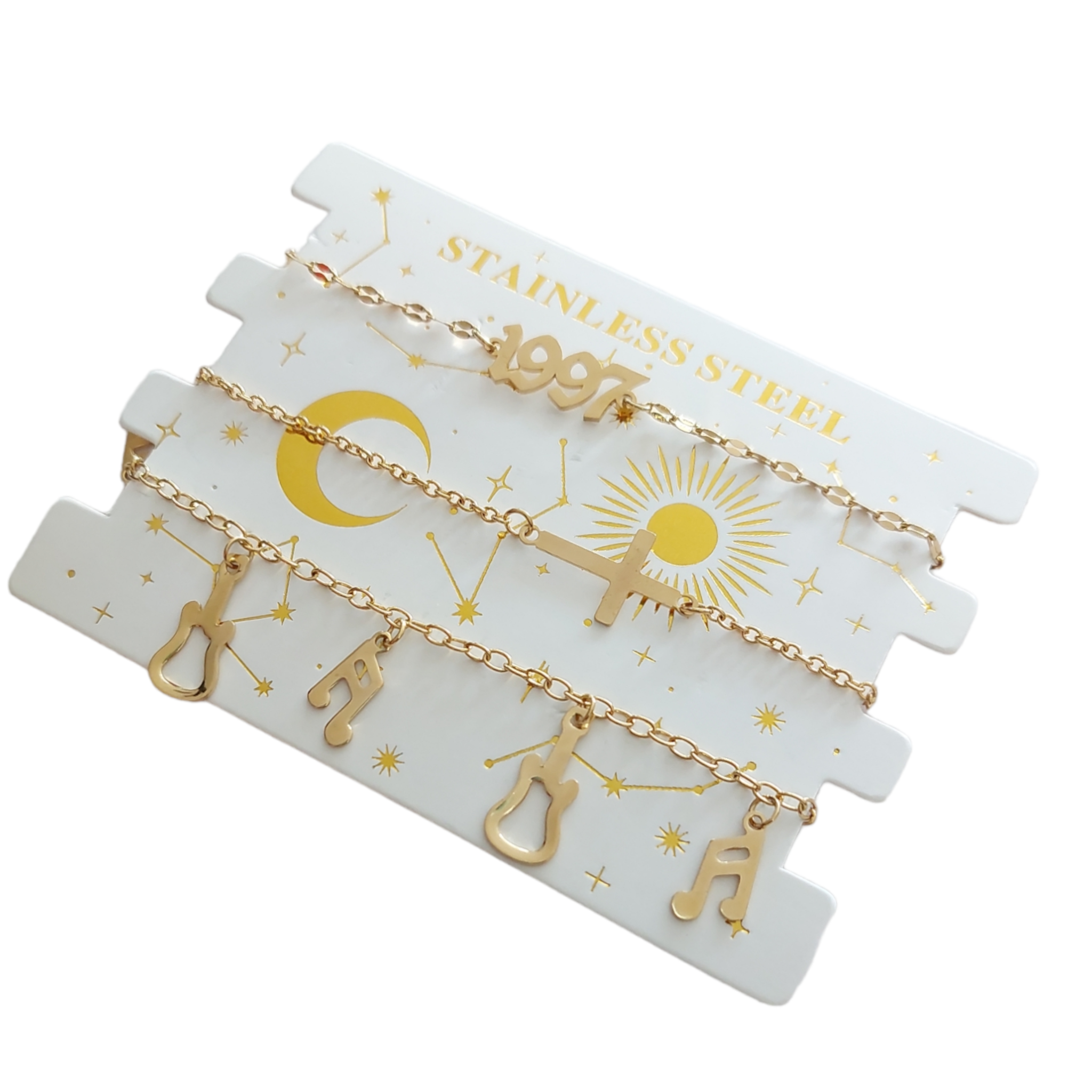 Set de 3 pulseras fecha de nacimiento