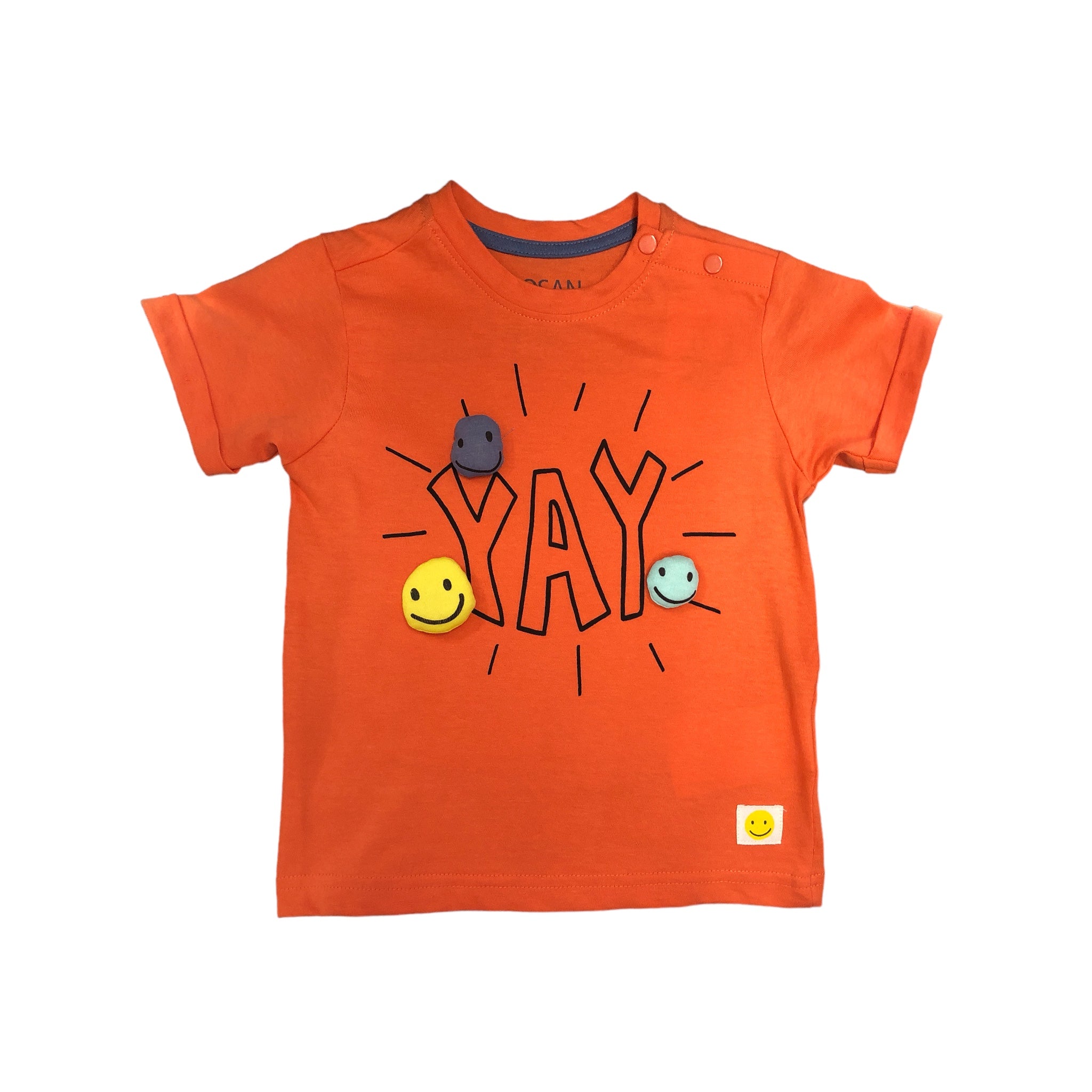 Playera naranja charms 3D para bebé niño "YAY" Losan