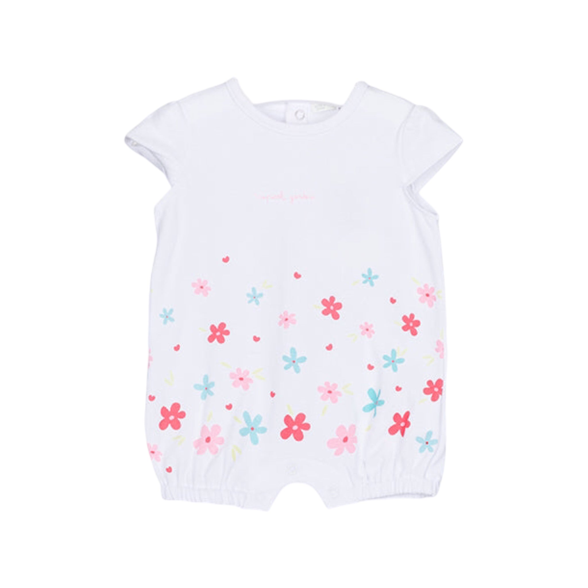 Mameluco Blanco Con Estampado Flores Para Bebé Niña Losan