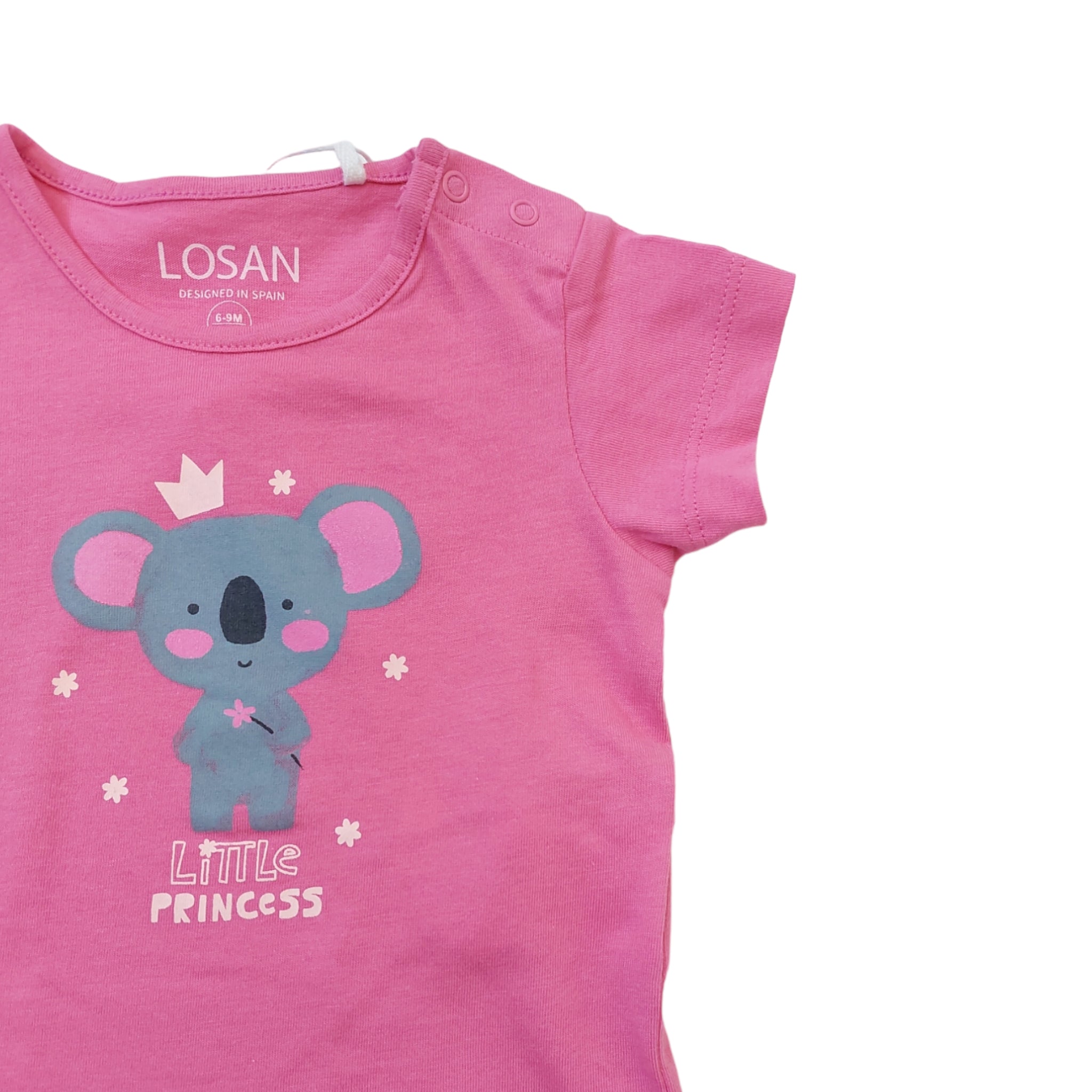 Playera Koala Manga Corta "Little Princess" Para Bebé Niña Losan