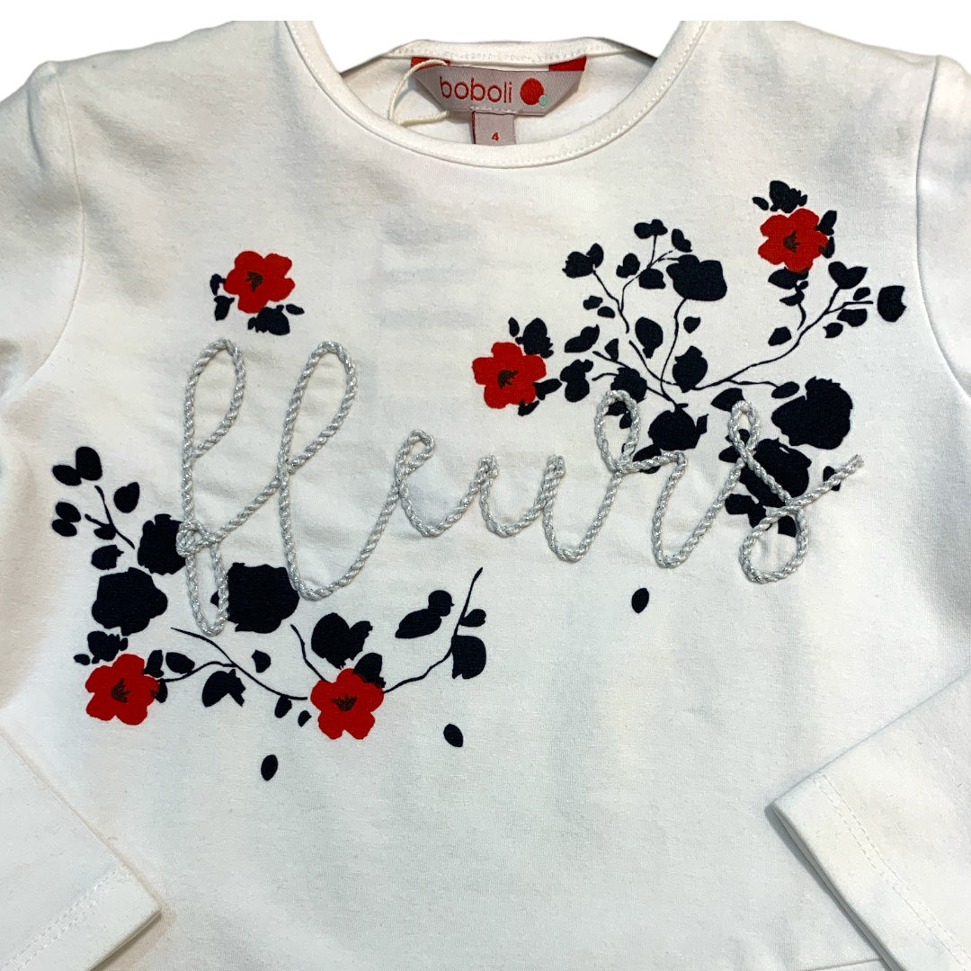 Playera floreada blanca “flowers” niña BOBOLI