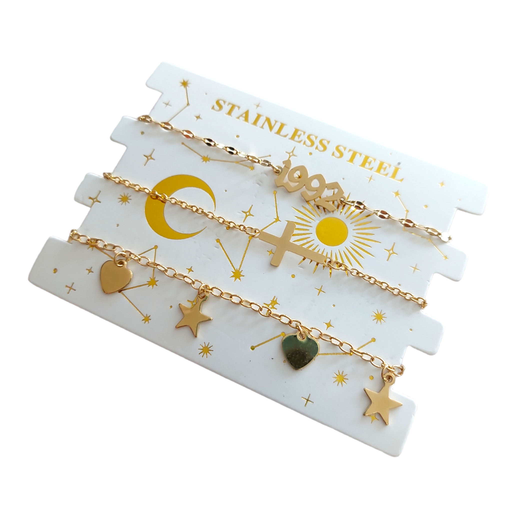 Set de 3 pulseras fecha de nacimiento