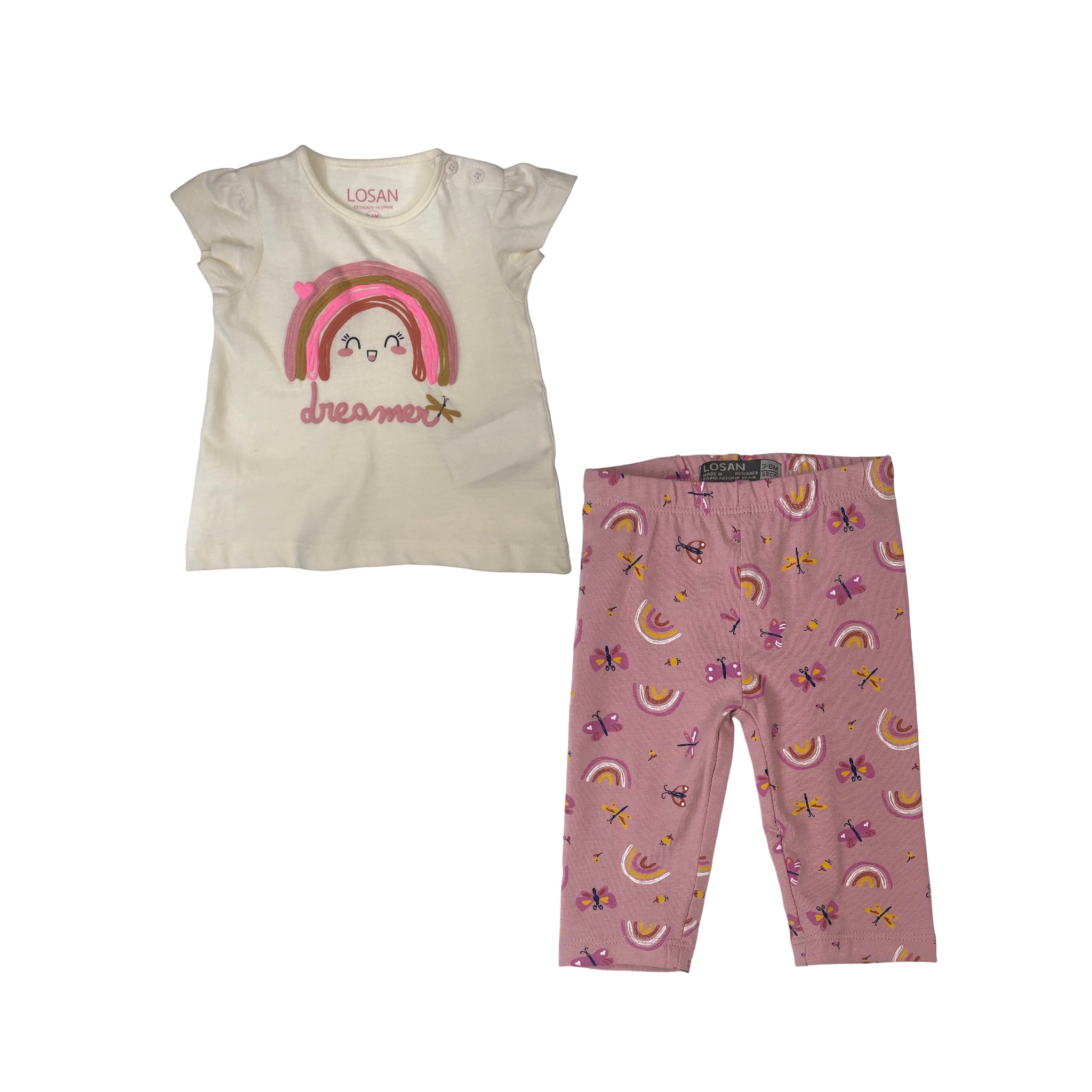 Conjunto de camiseta manga corta "dreamer" y pantalón bebé niña Losan