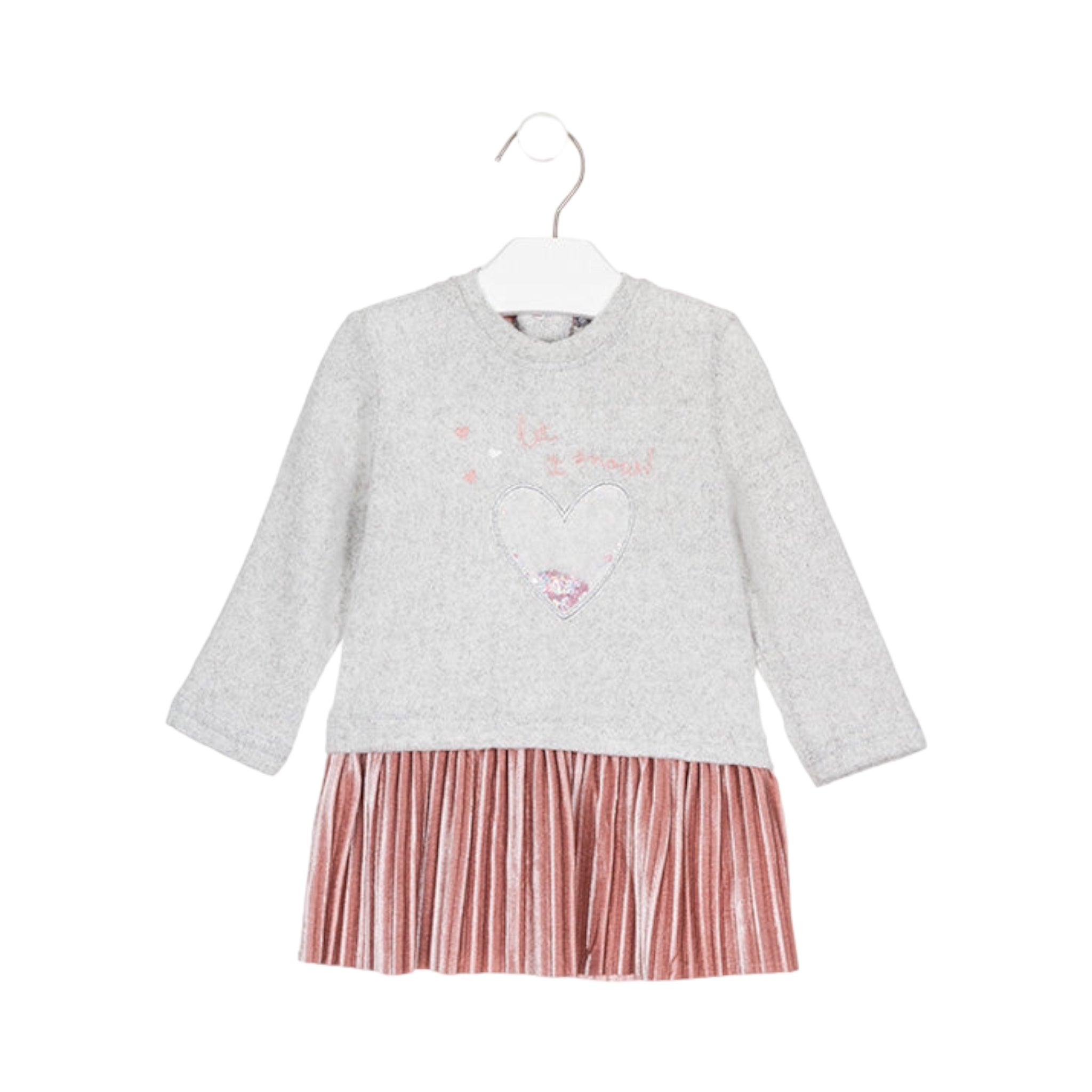 Vestido combinado con falda plisada bebé niña Losan