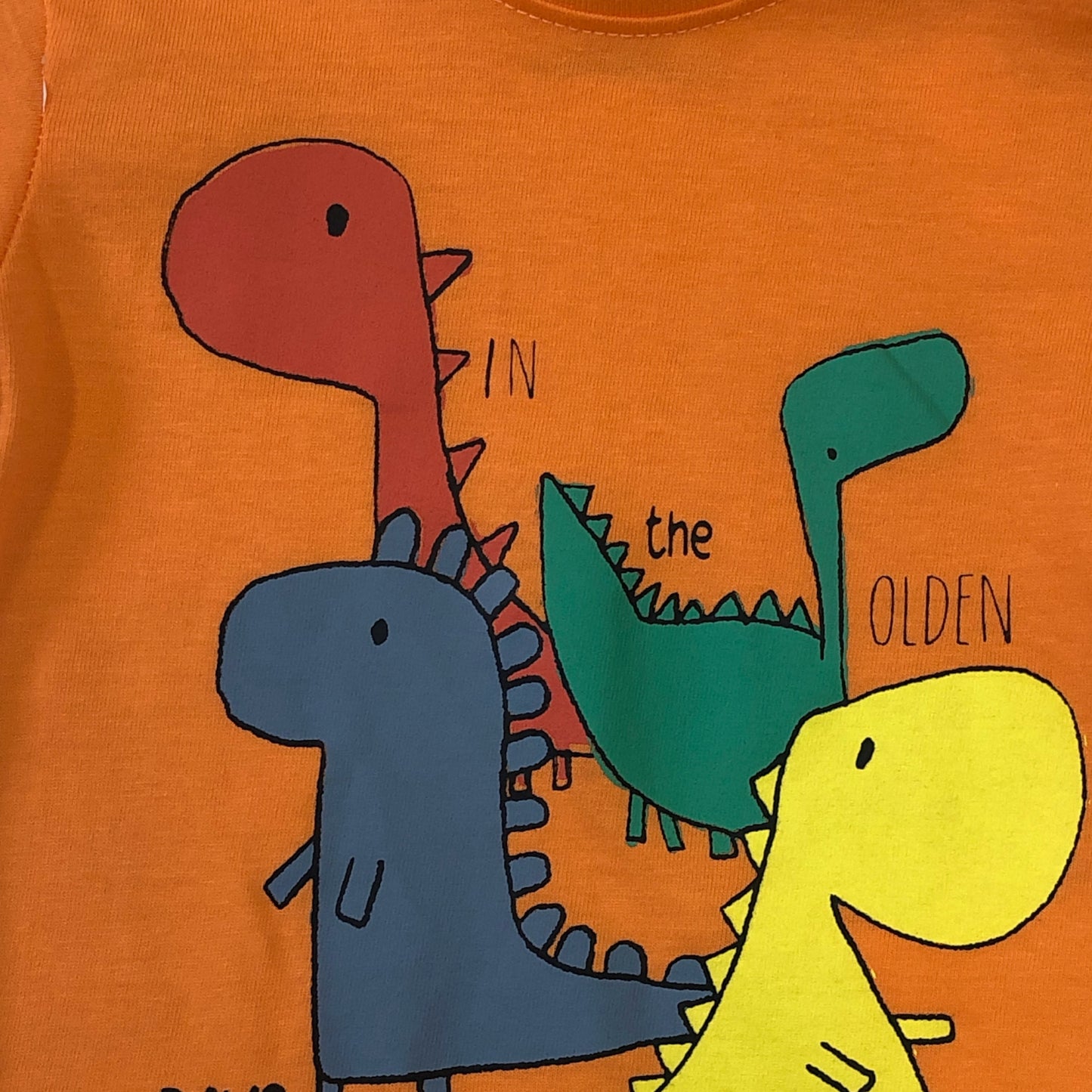 Playera naranja dinosaurio "IN the OLDEN DAYS" para bebé niño Losan