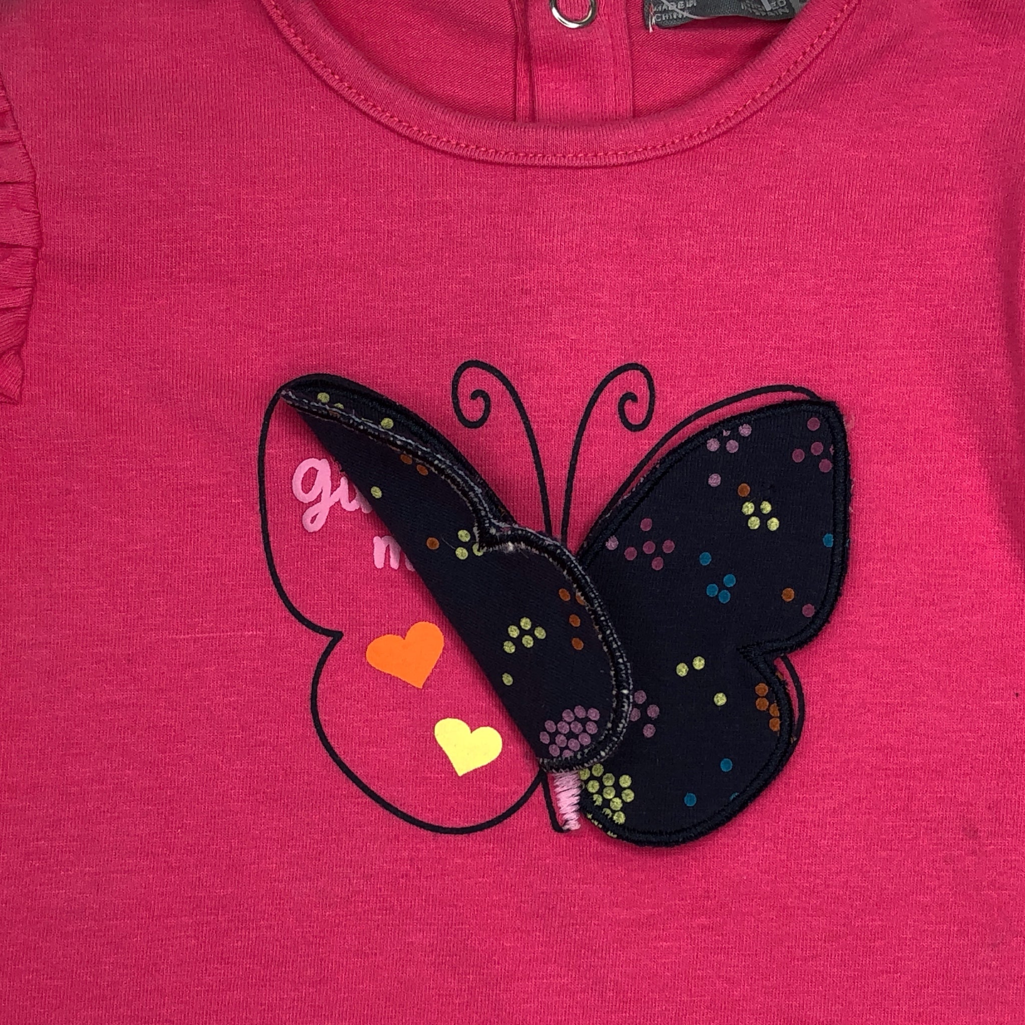 Blusa rosa con parche mariposa bebé niña Losan
