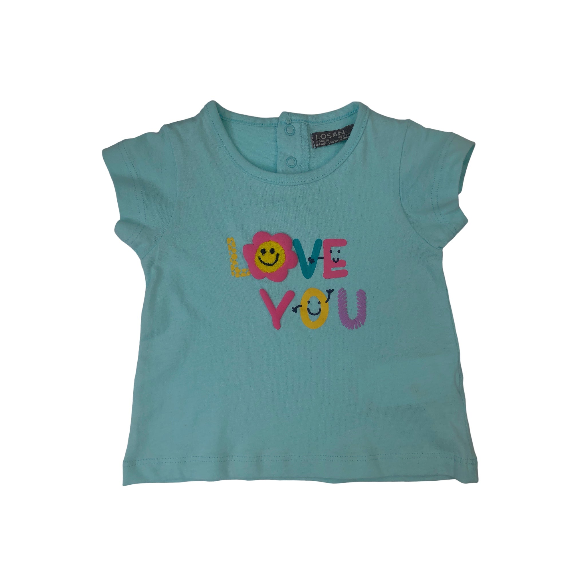Conjunto De Camiseta Manga Corta "Love You" Y Pantalón Para Bebé Niña Losan