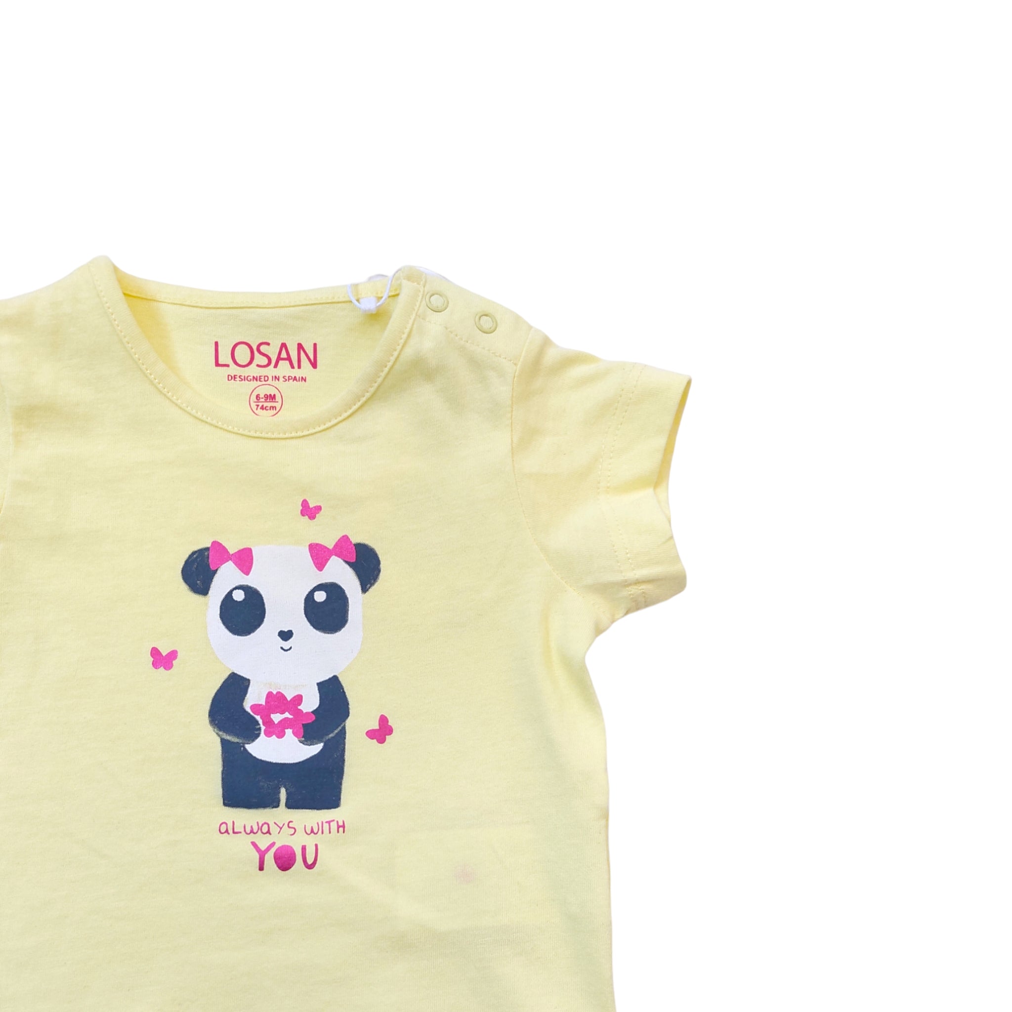 Playera Panda Manga Corta "Always With You" Para Bebé Niña Losan