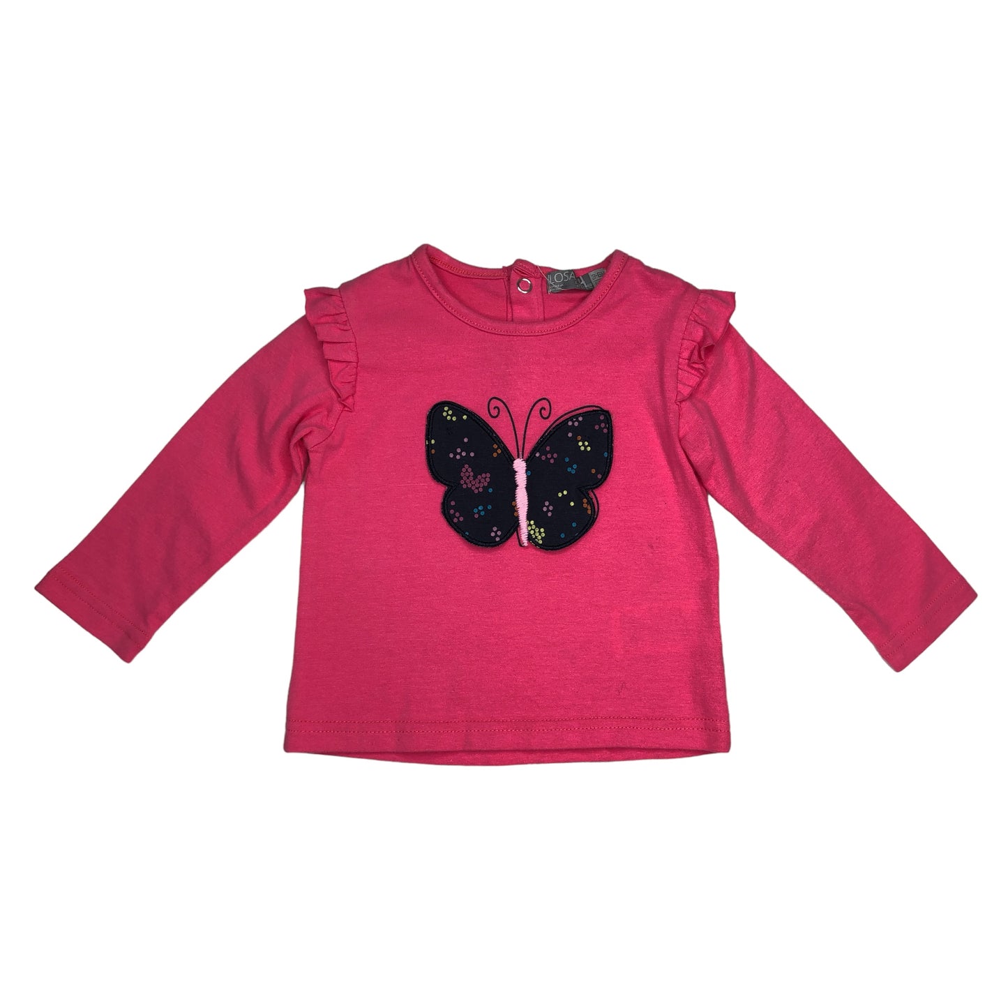 Blusa rosa con parche mariposa bebé niña Losan
