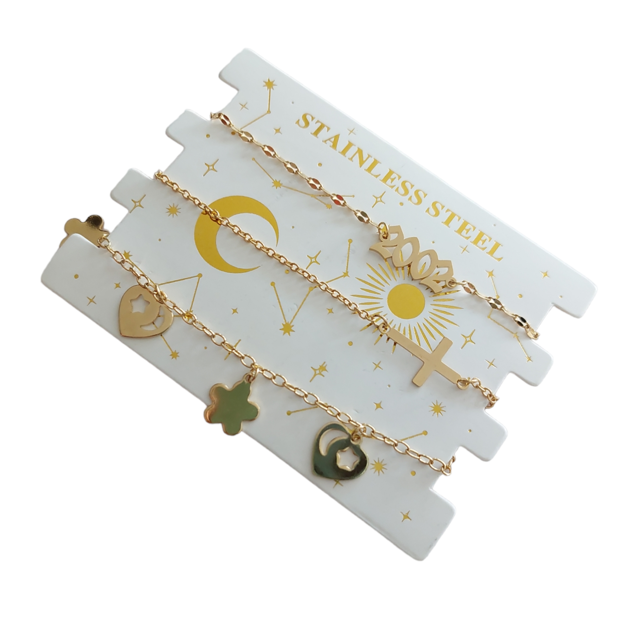 Set de 3 pulseras fecha de nacimiento