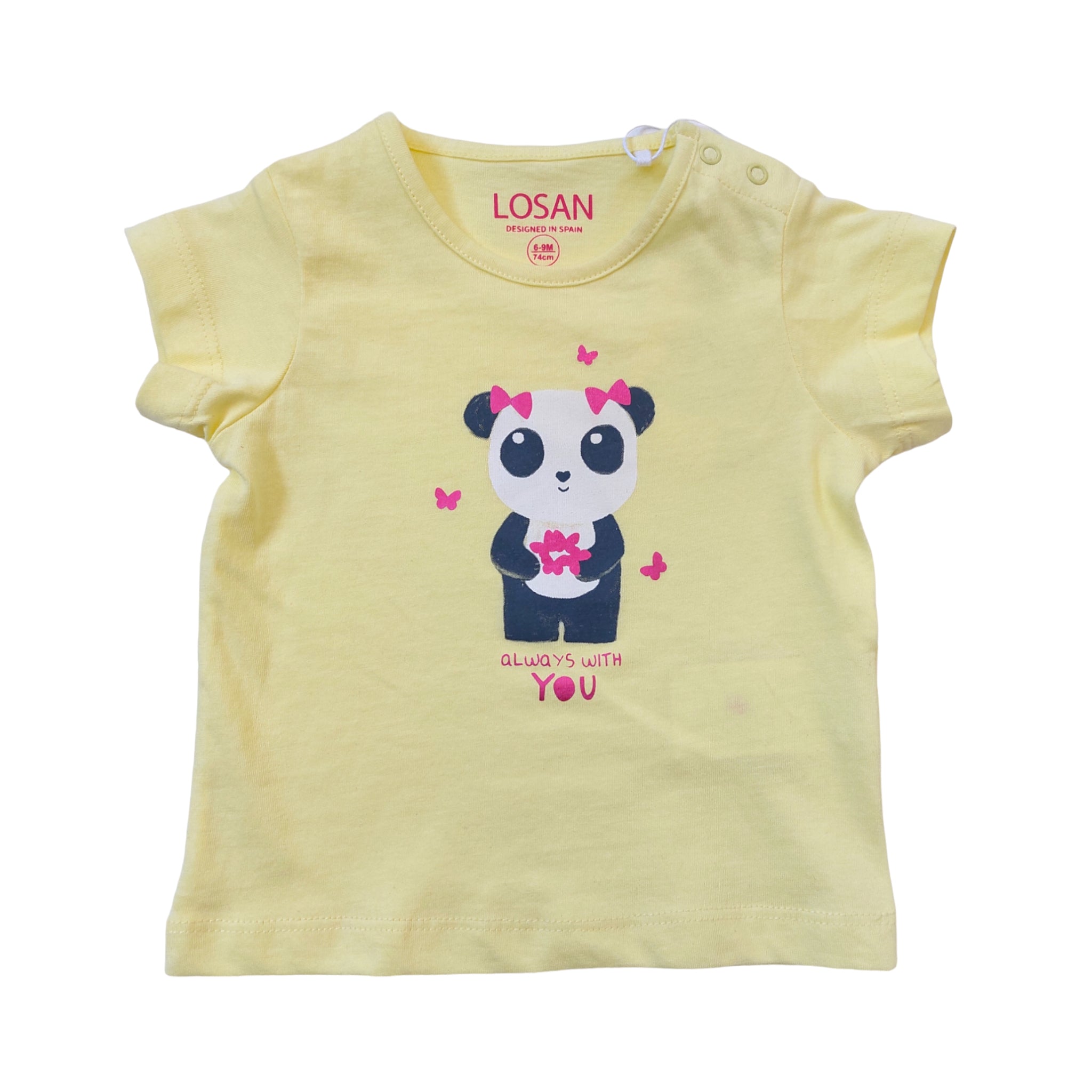 Playera Panda Manga Corta "Always With You" Para Bebé Niña Losan
