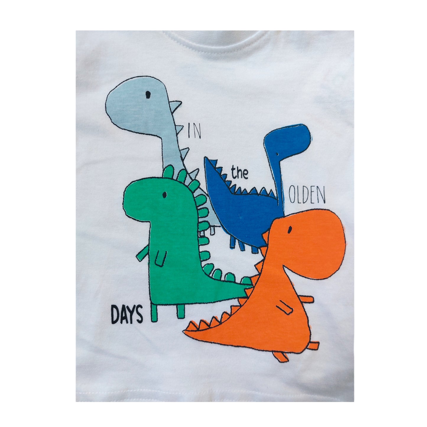 Playera blanca dinosaurio "IN the OLDEN DAYS" para bebé niño Losan