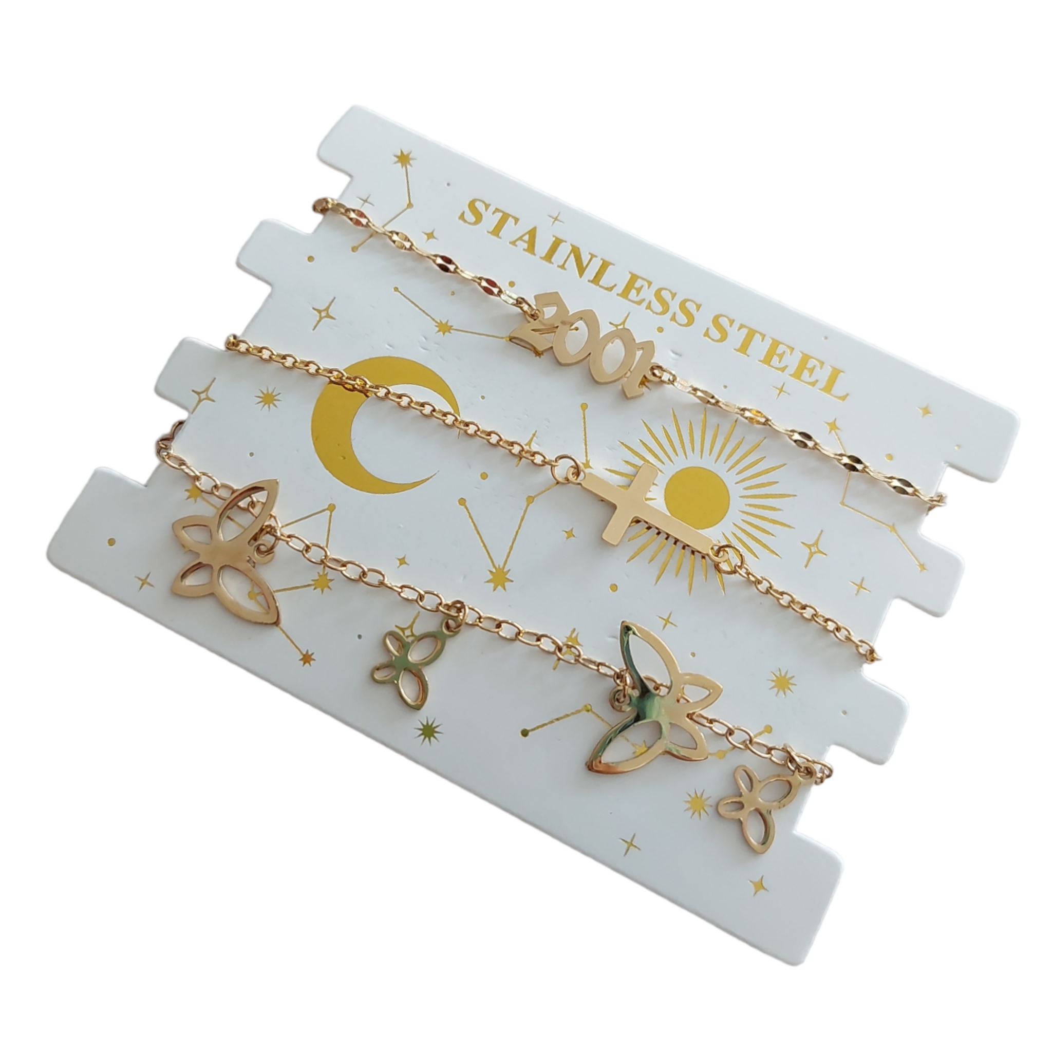 Set de 3 pulseras fecha de nacimiento