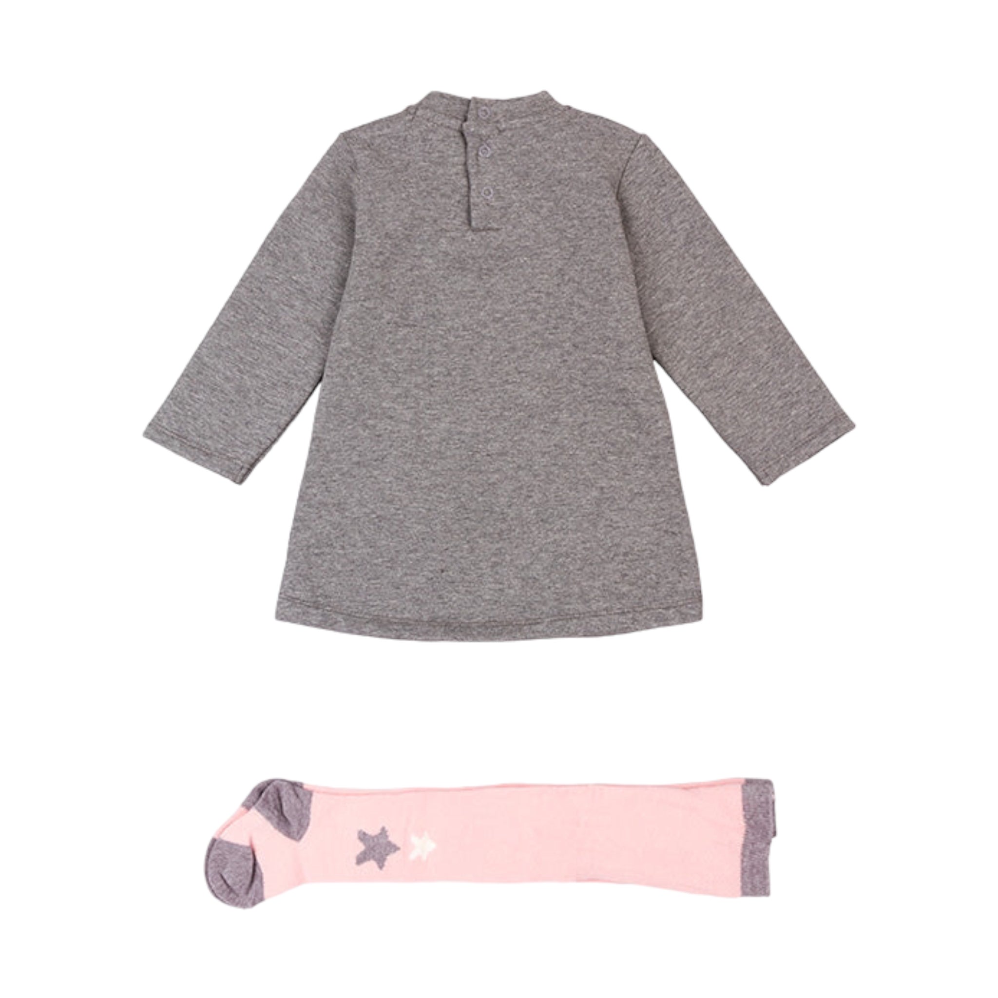 Conjunto de vestido y leotardos con aplicaciones de rizo niña Losan