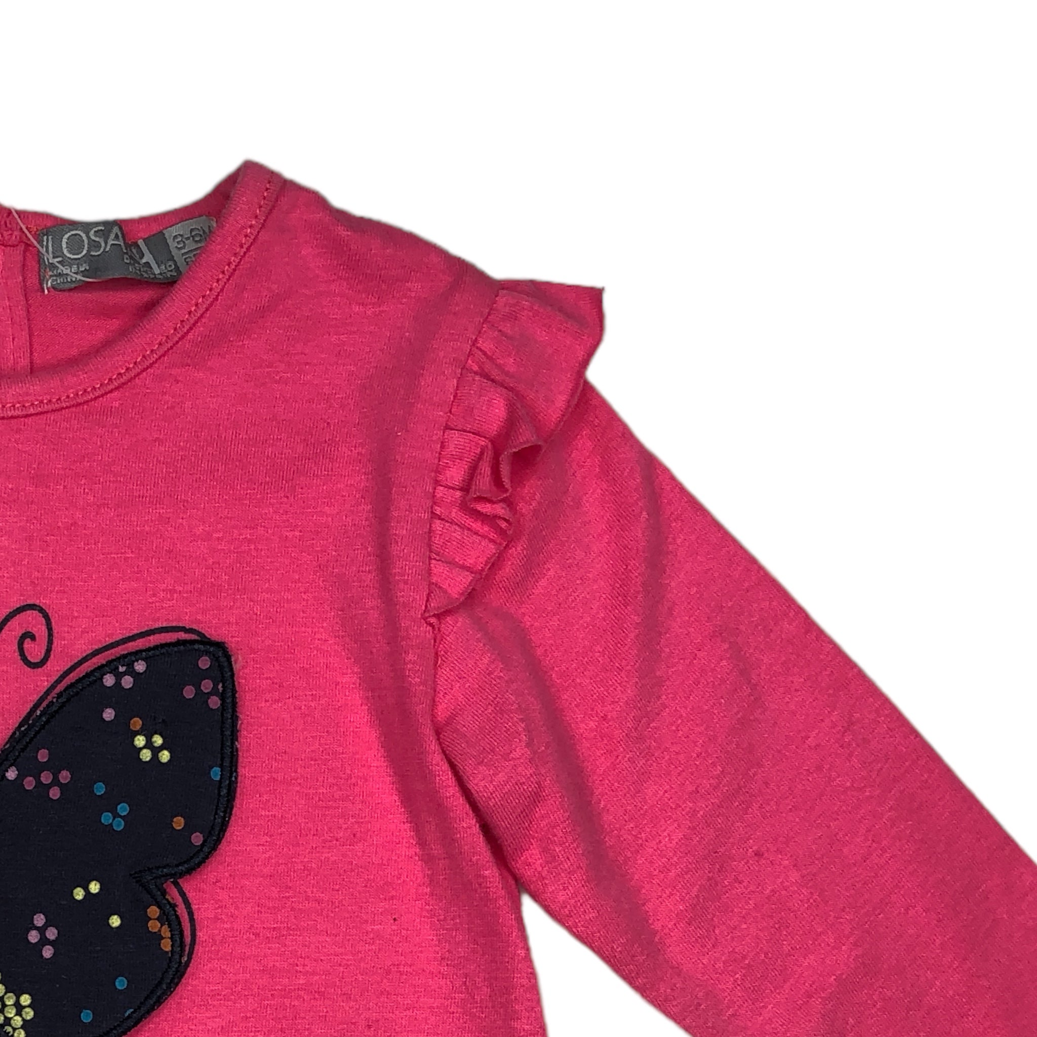Blusa rosa con parche mariposa bebé niña Losan