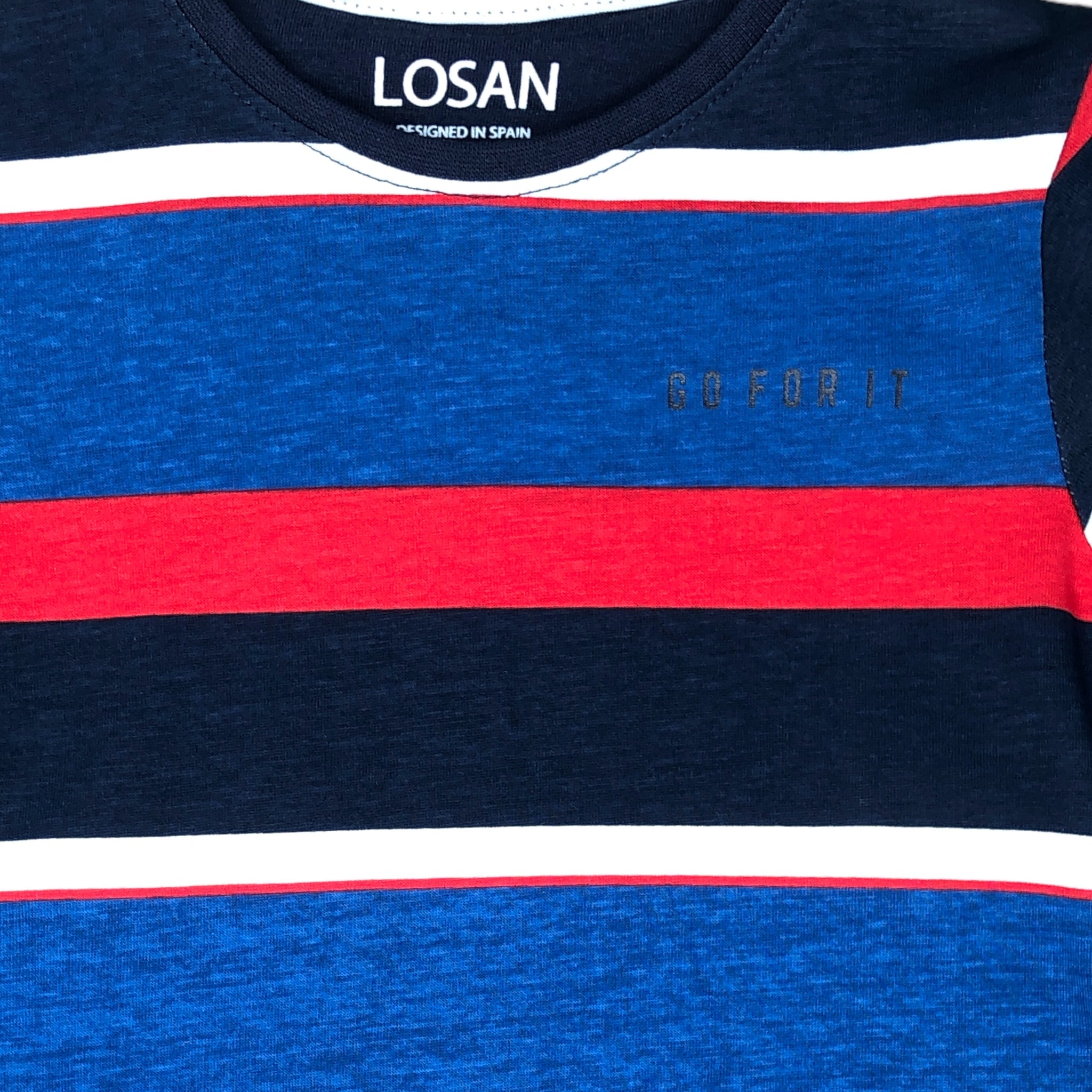 Playera Rayas Manga Corta "Go For It" Niño Losan