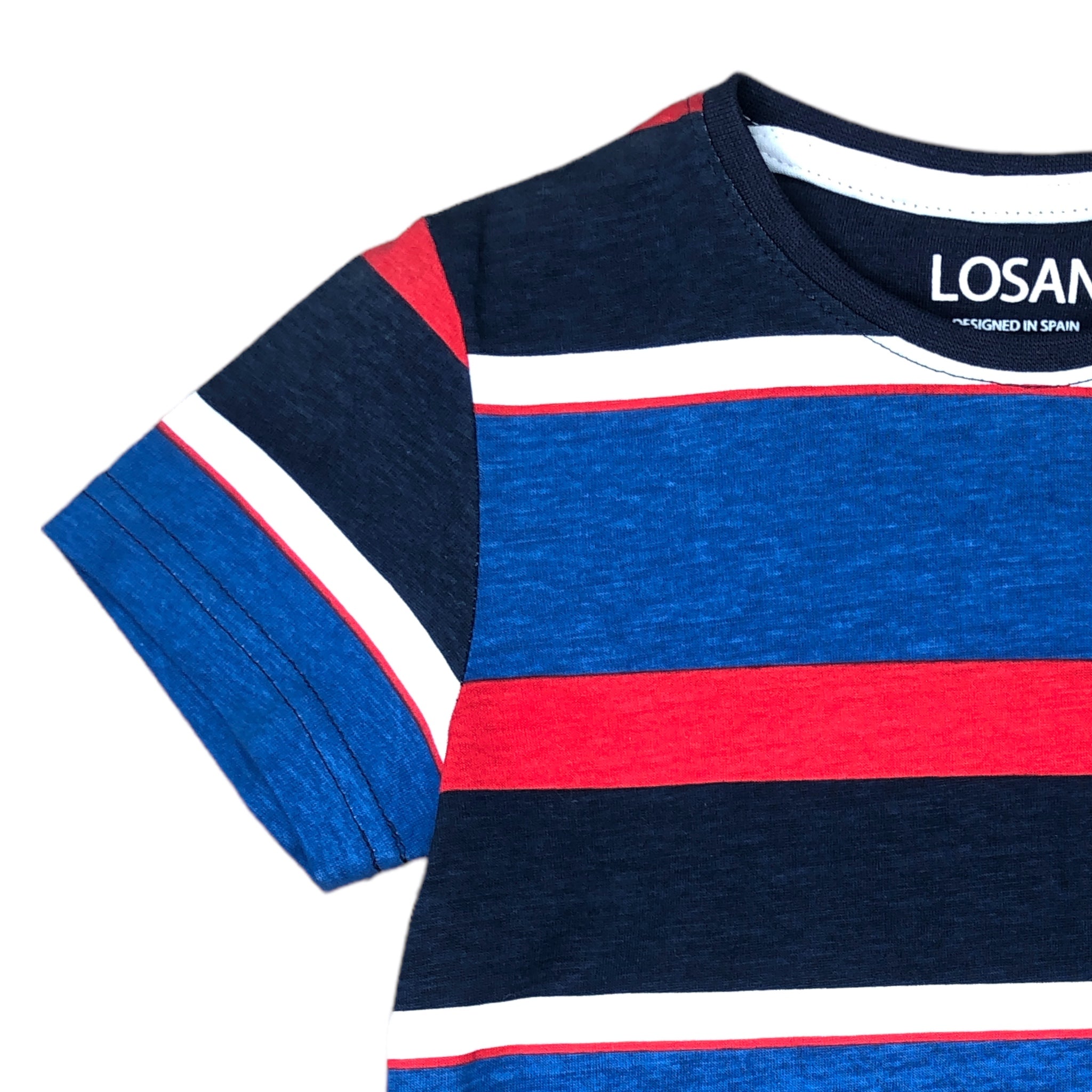 Playera Rayas Manga Corta "Go For It" Niño Losan