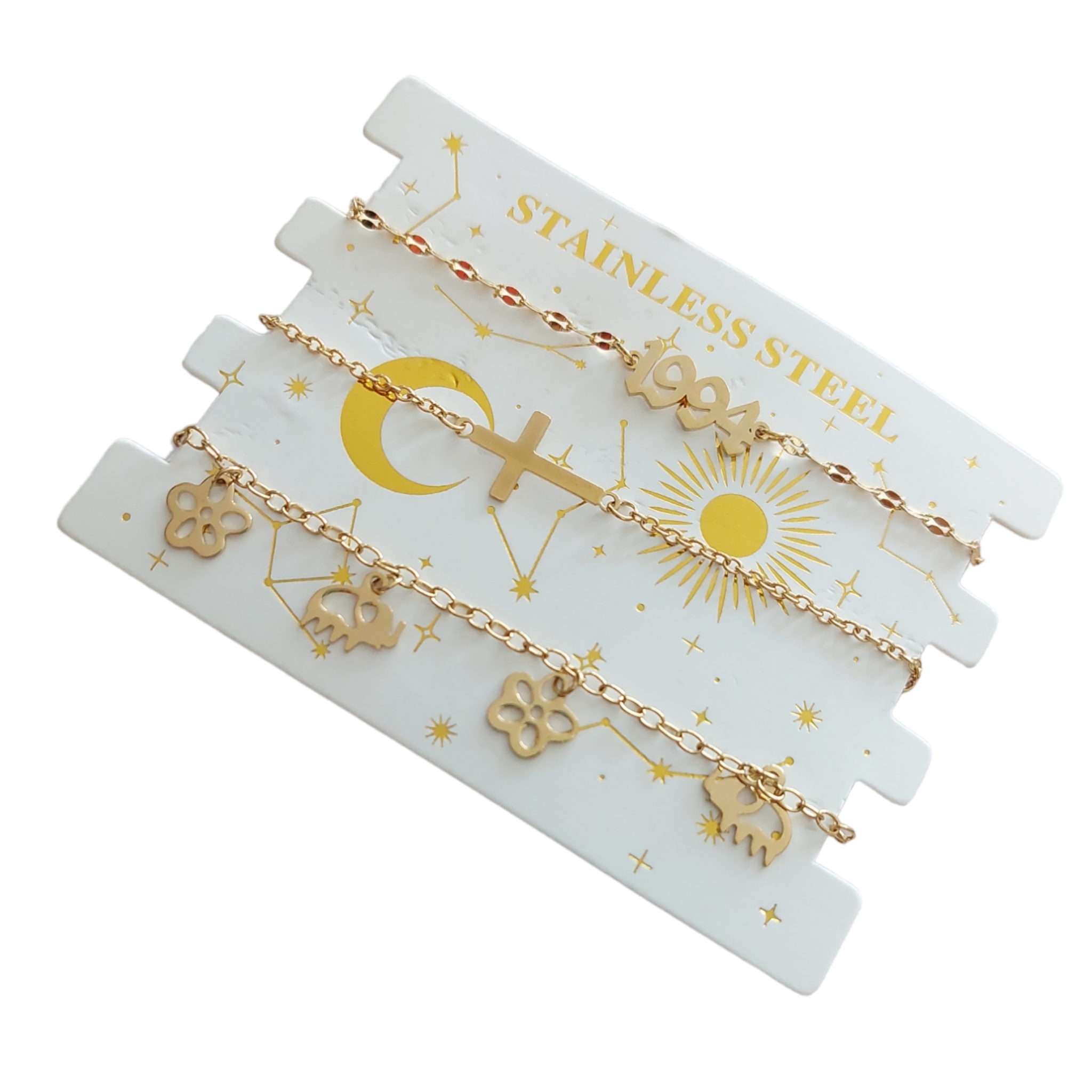 Set de 3 pulseras fecha de nacimiento