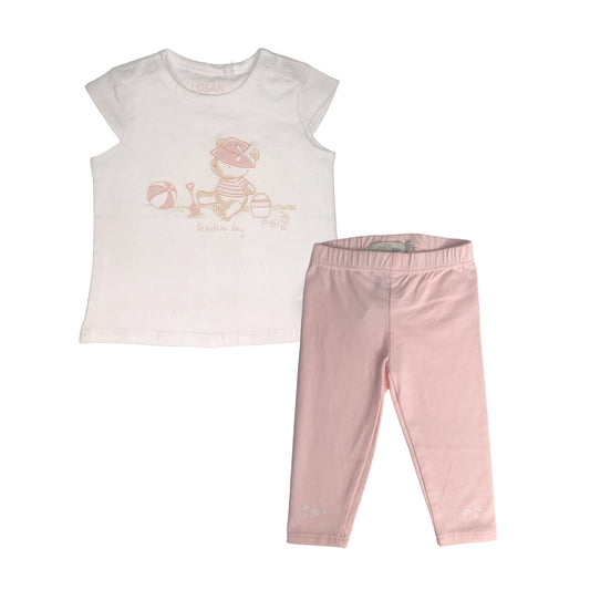 Conjunto de camiseta "Beach's day" y legging para bebé niña LOSAN