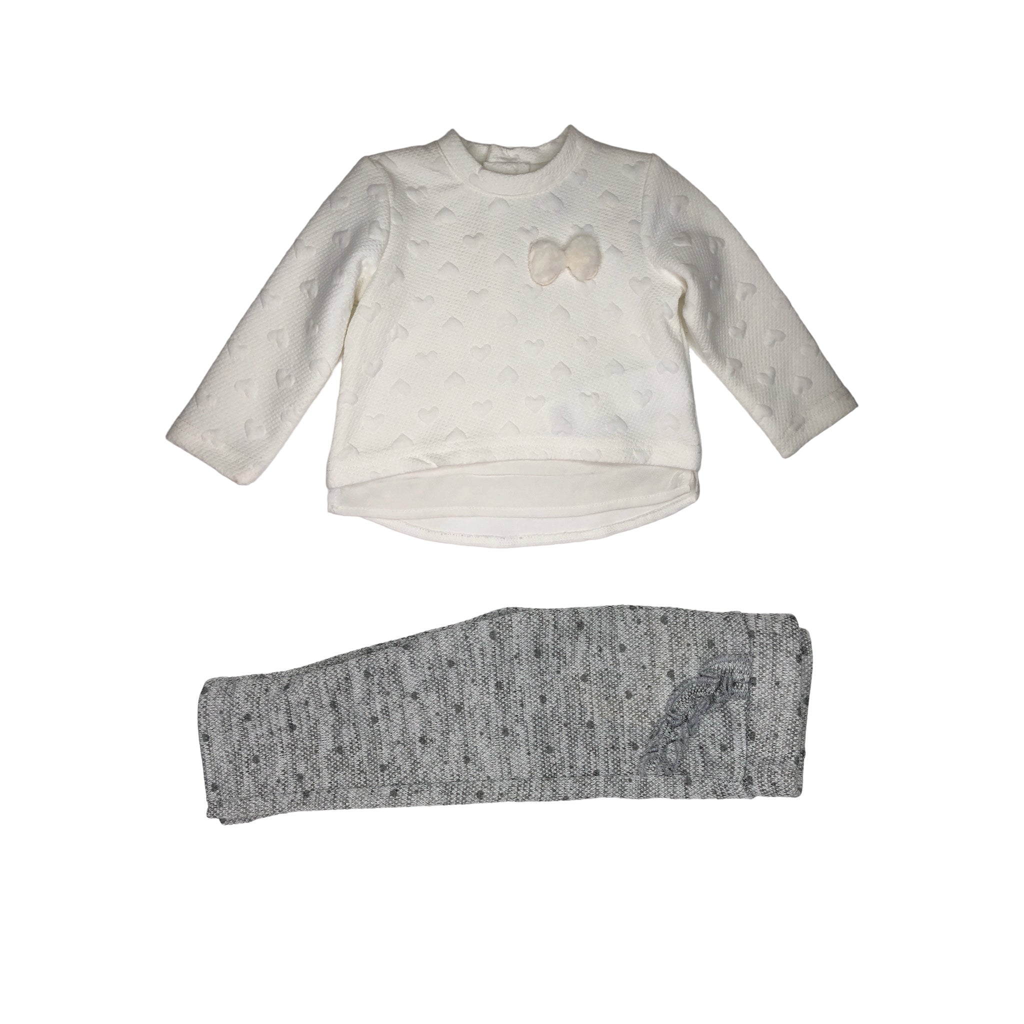 Conjunto de sueter con corazones acolchados y pantalón bebé niña Losan