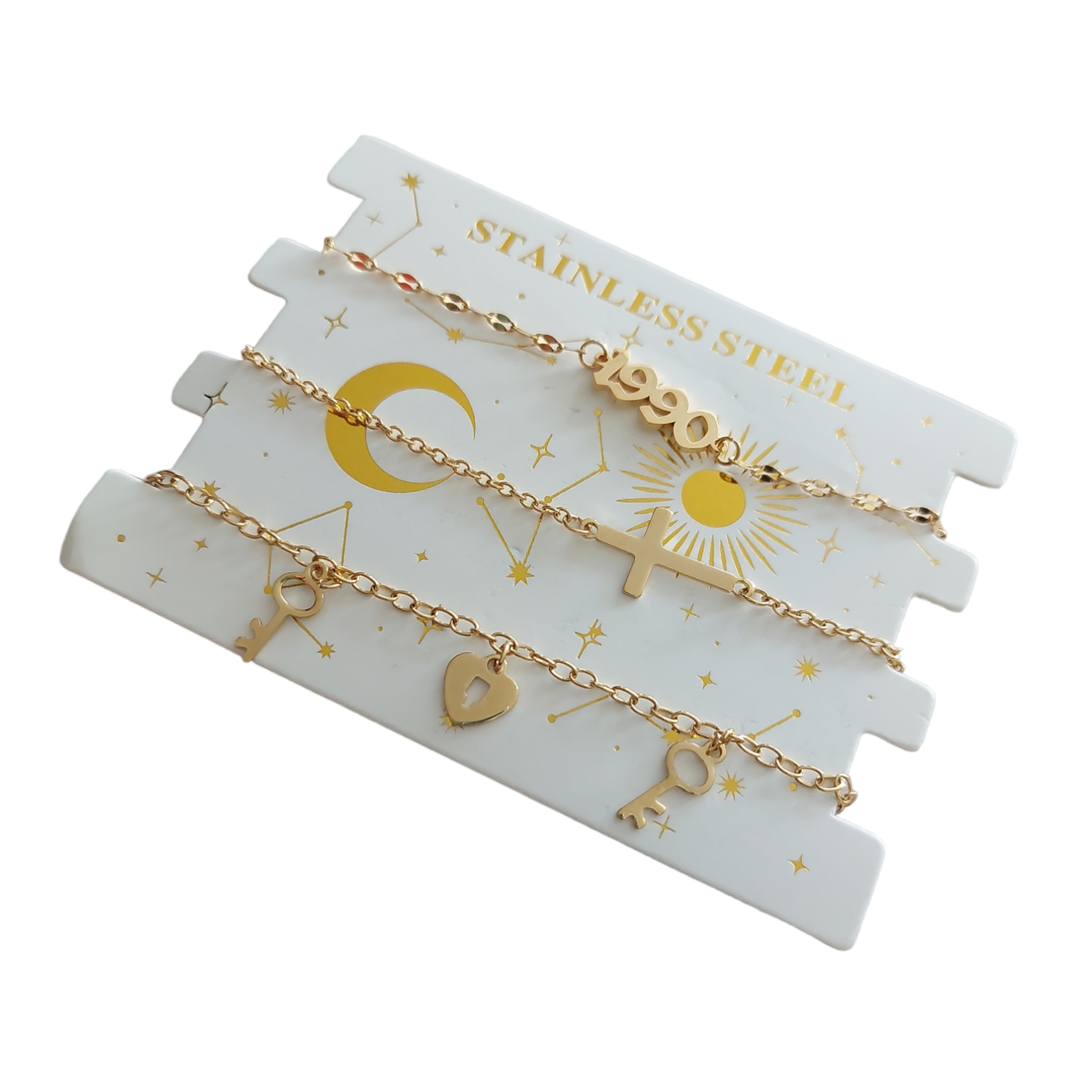 Set de 3 pulseras fecha de nacimiento