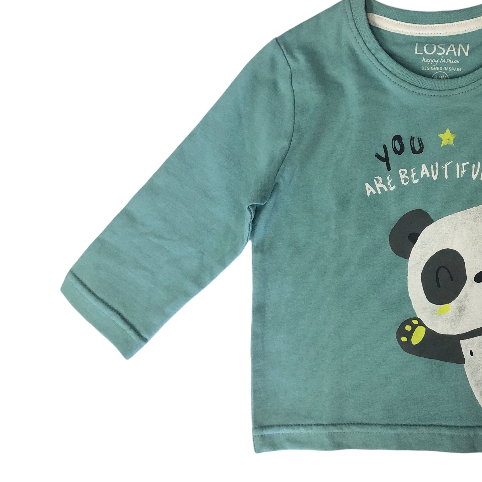 Playera Aqua panda “you ARE BEAUTIFUL” bebé niño Losan