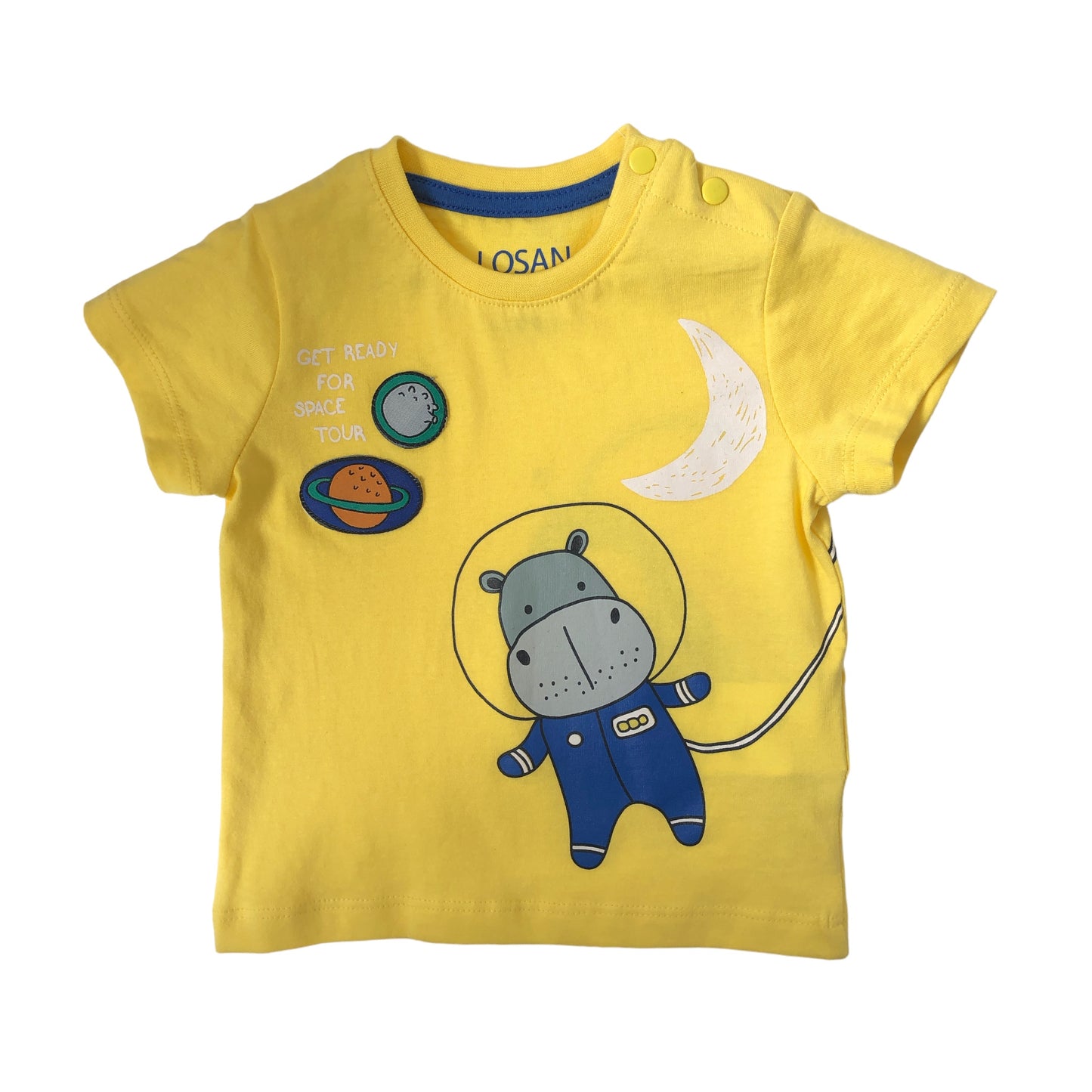 Playera amarilla manga corta “GET READY FOR SPACE TOUR” para bebé niño Losan