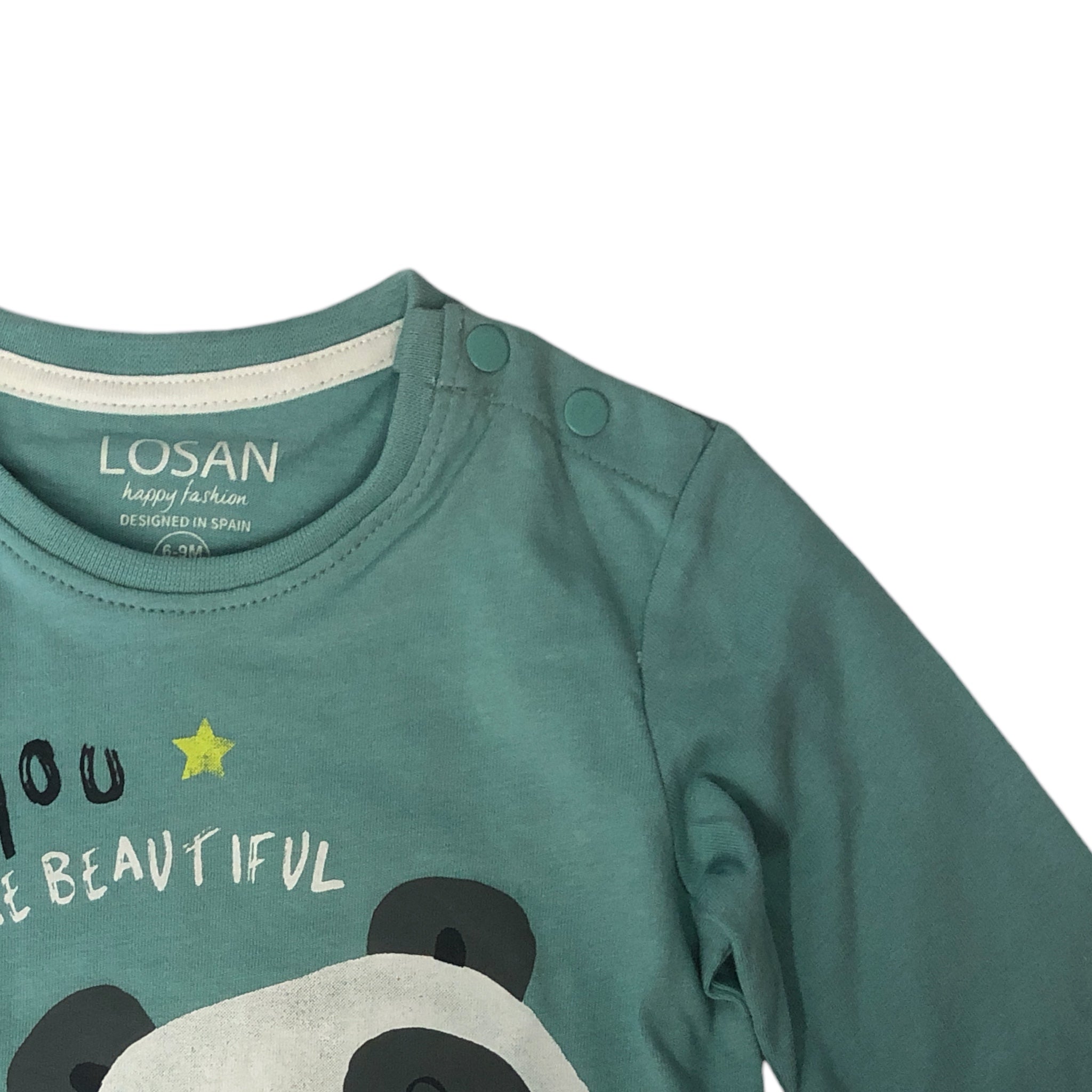 Playera Aqua Panda “You Are Beautiful” Bebé Niño Losan