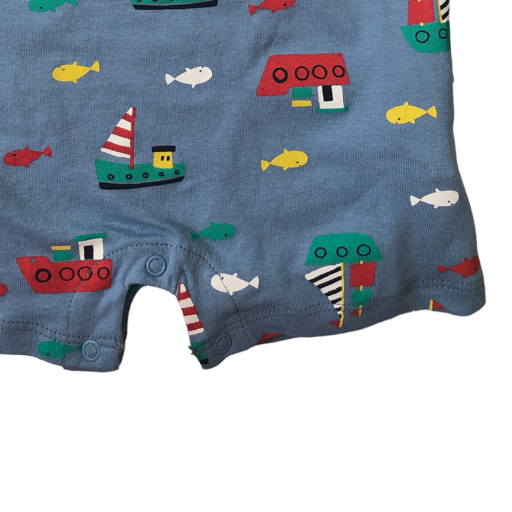 Pañalero Azul Estampado Barcos Para Bebé Niño Losan