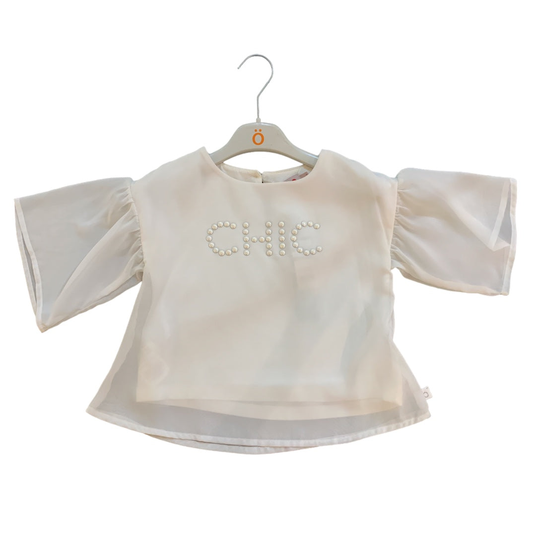 Blusa manga olán blanca “CHIC” niña BOBOLI