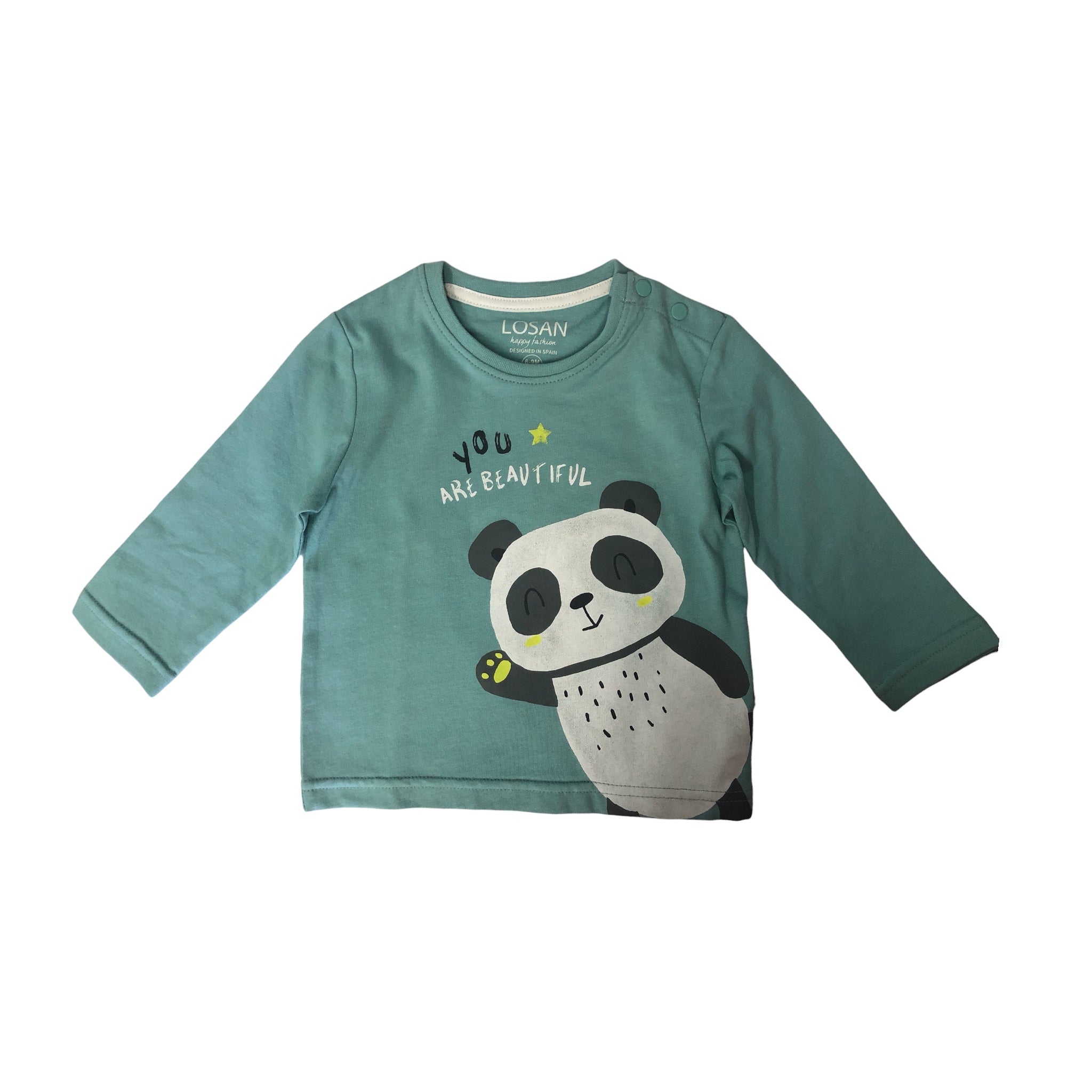 Playera Aqua Panda “You Are Beautiful” Bebé Niño Losan