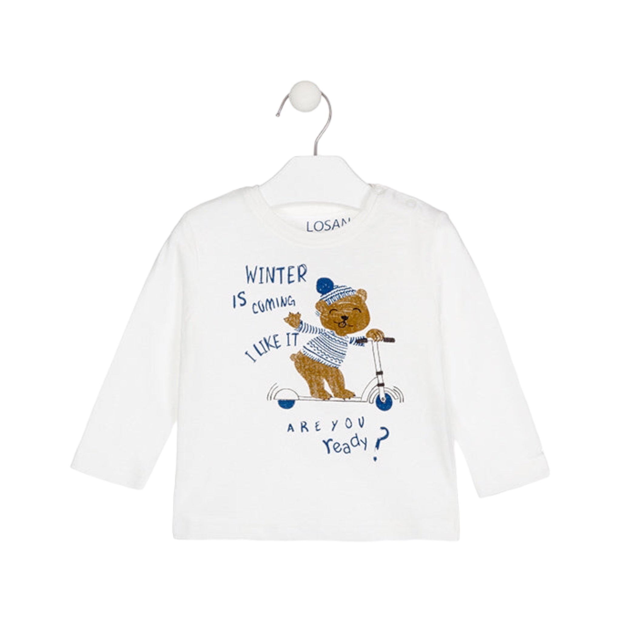 Playera Blanca Oso “Winter Is Coming I Like It Are You Ready” Bebé Niño Losan