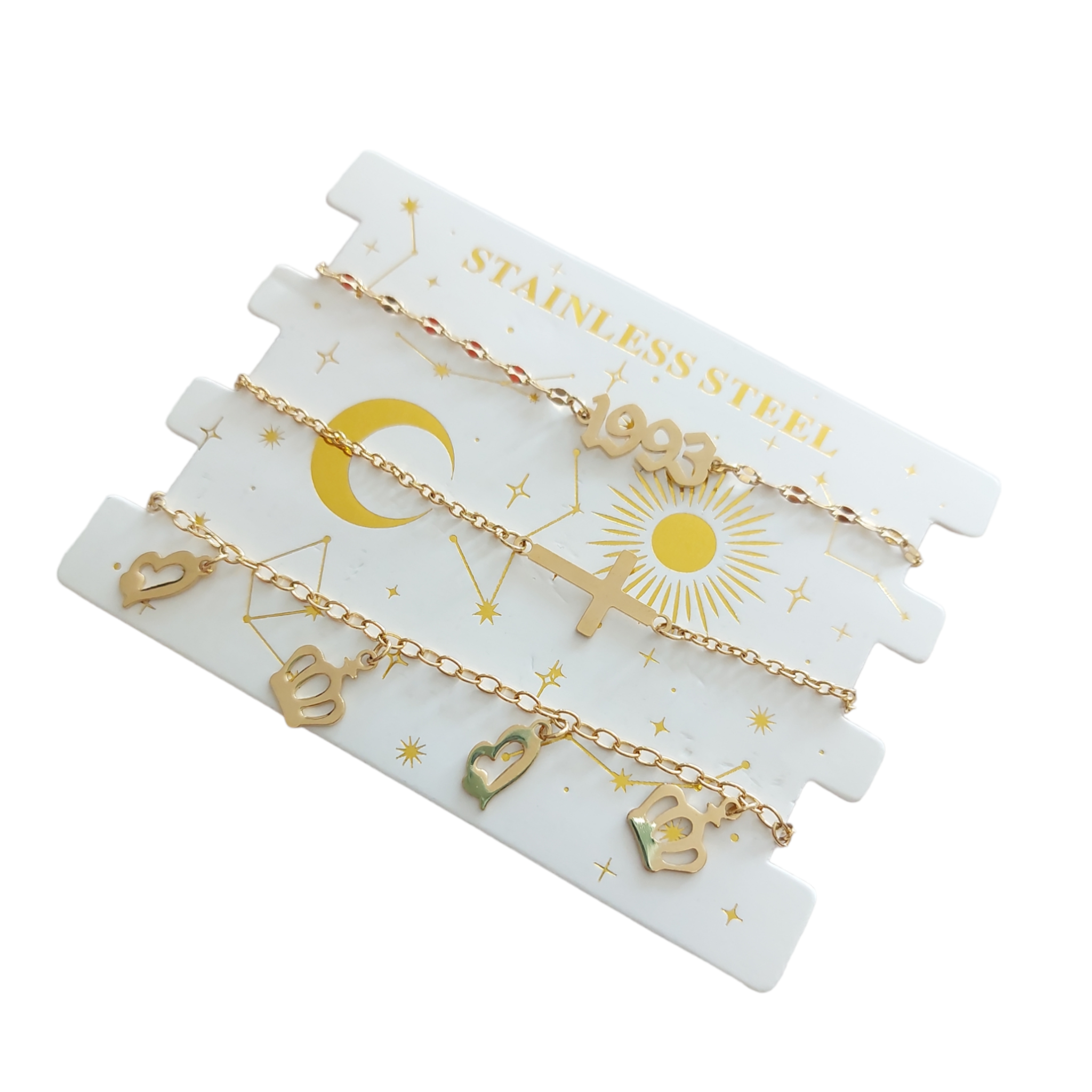 Set de 3 pulseras fecha de nacimiento