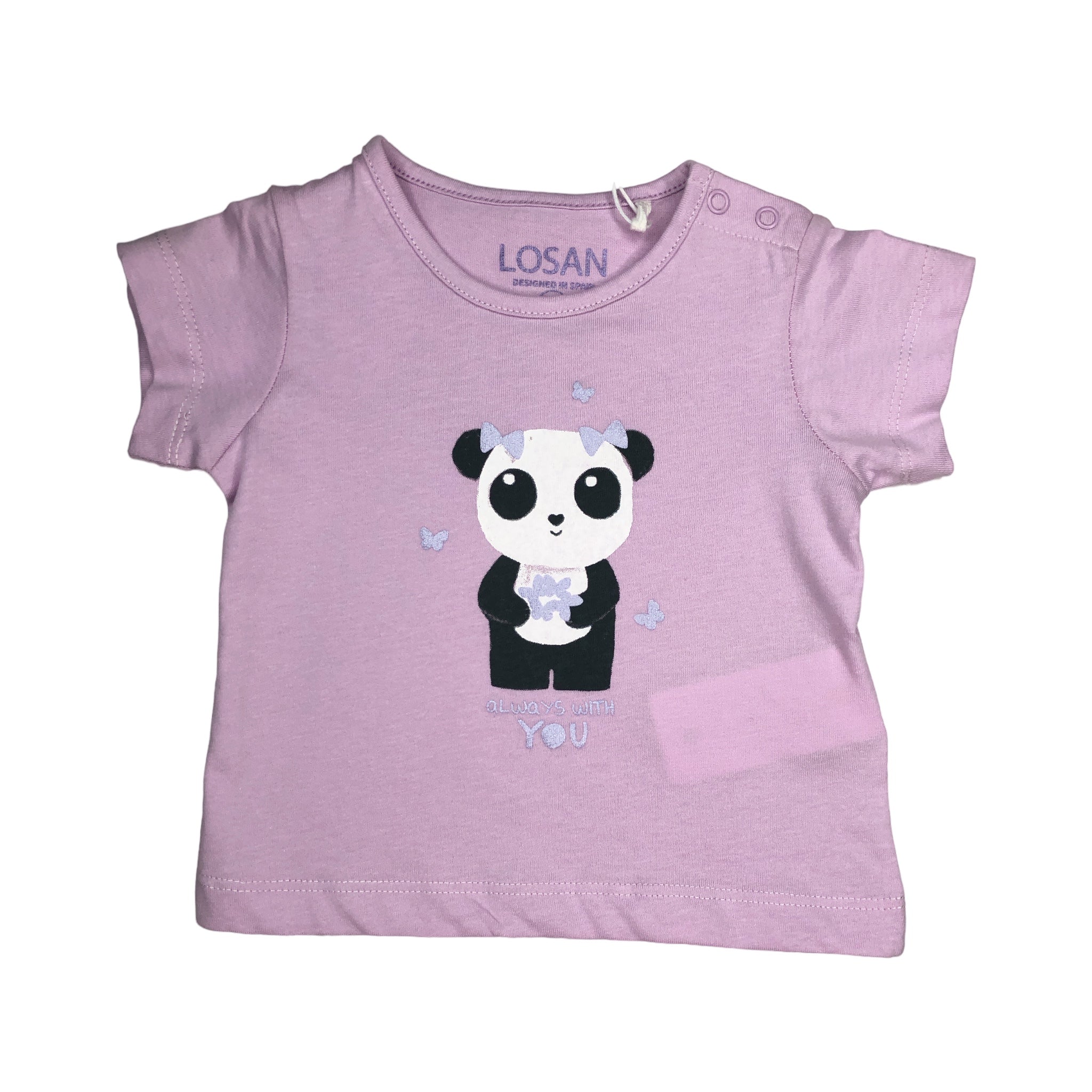 Playera Panda Manga Corta "Always With You" Para Bebé Niña Losan
