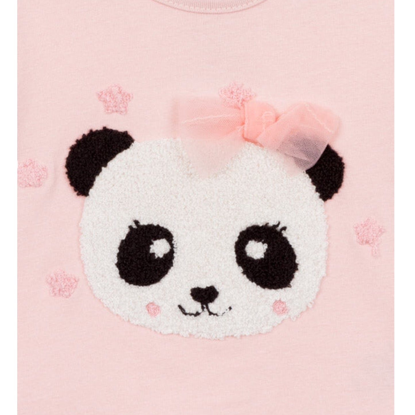 Playera con panda en tejido de rizo bebé niña LOSAN