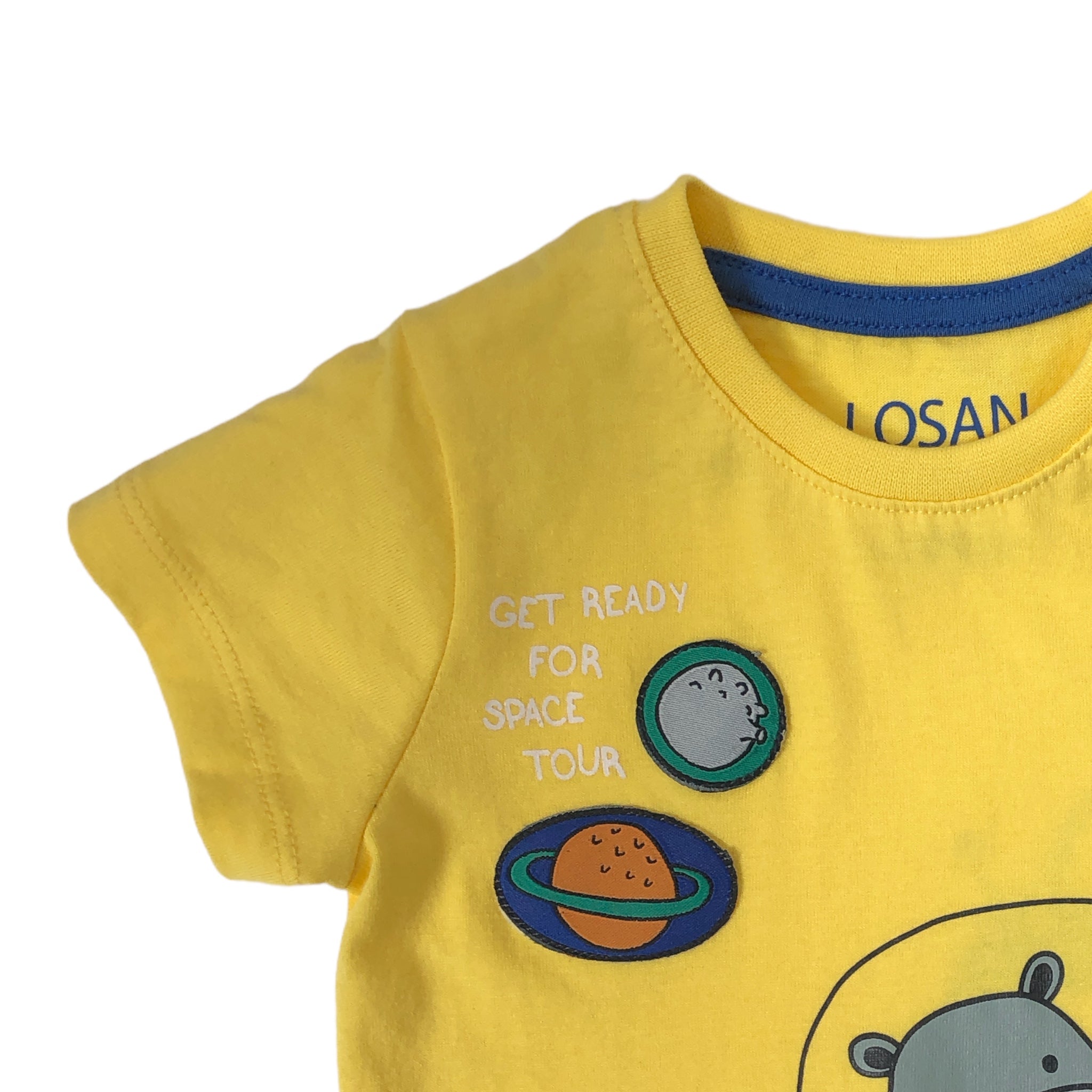 Playera amarilla manga corta “GET READY FOR SPACE TOUR” para bebé niño Losan