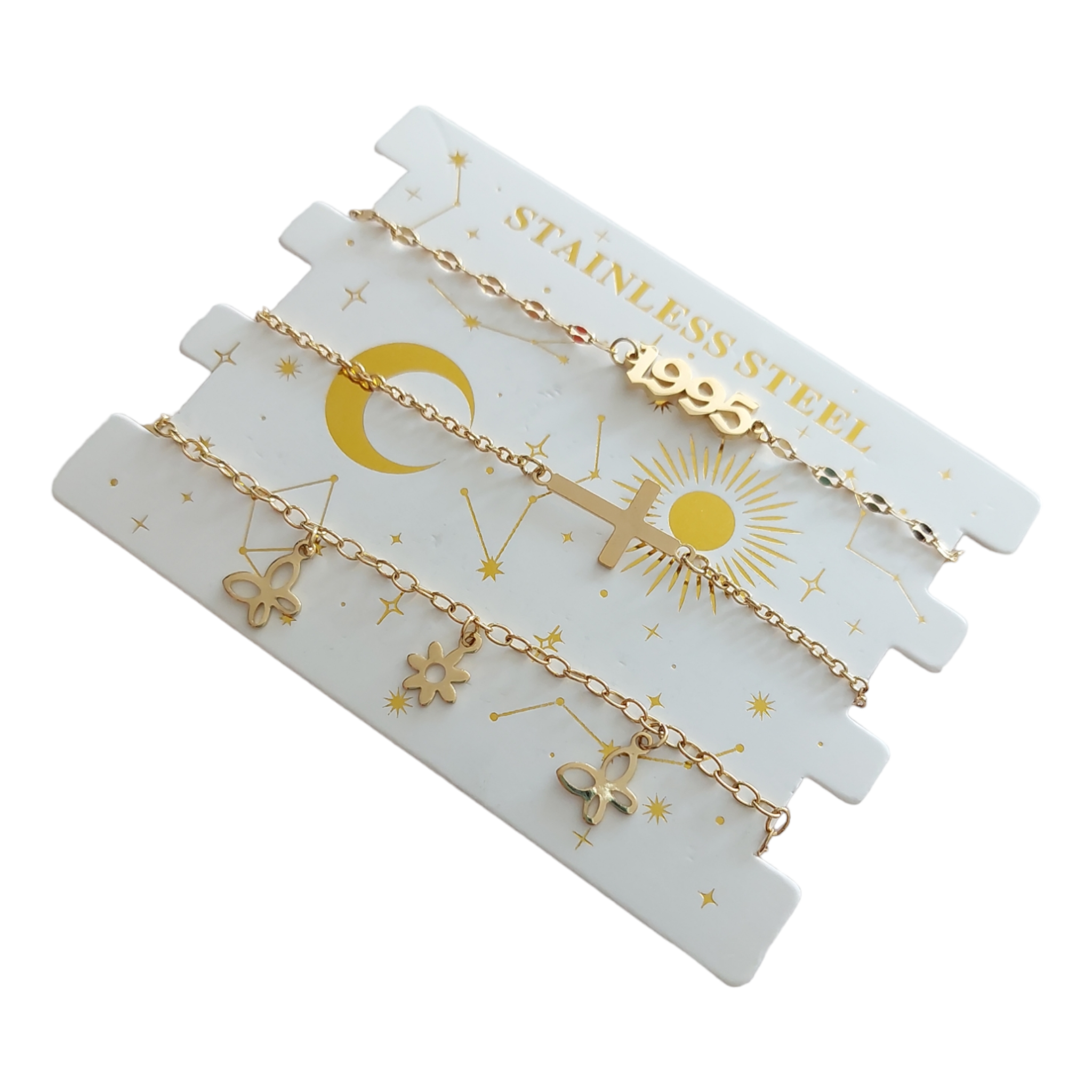 Set de 3 pulseras fecha de nacimiento