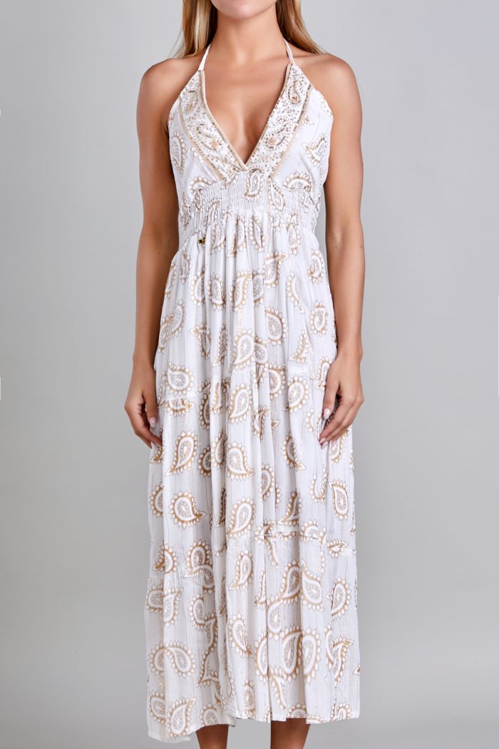 Vestido Halter Hueso Mussi