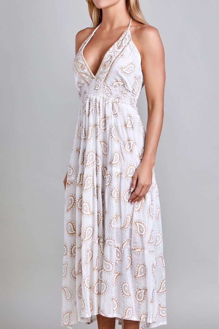 Vestido Halter Hueso Mussi