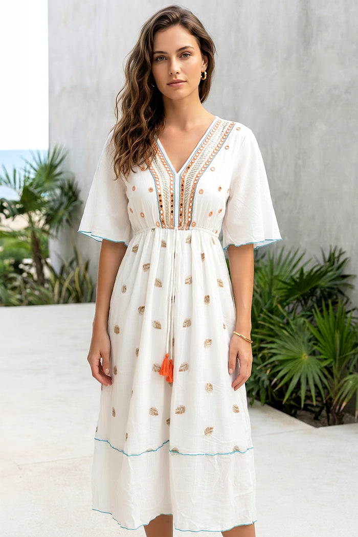 Vestido Manga 3/4 Hueso Mussi