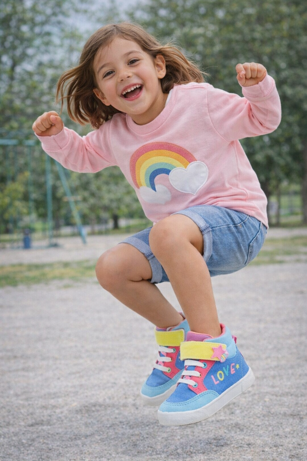 Tenis Bota Rapunzel Estrella Mezclilla Rosa Bubble Gummers