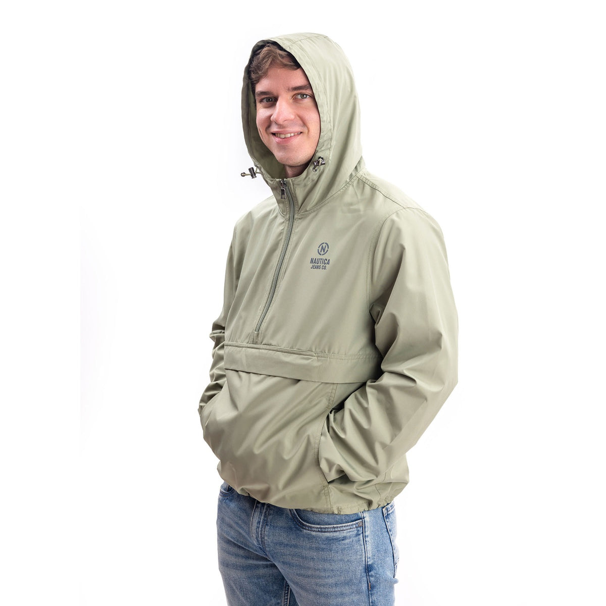 Chamarra Verde Olivo Bolsillo Frontal Para Hombre Nautica Jeans