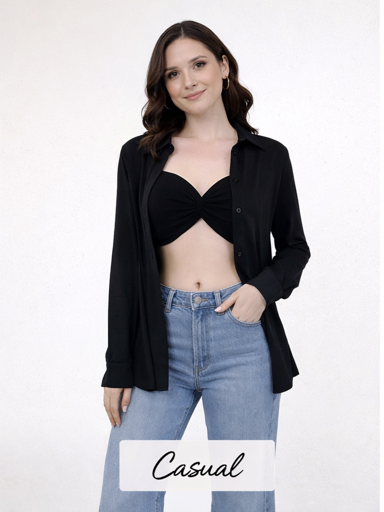 Conjunto de blusa con top negro LC