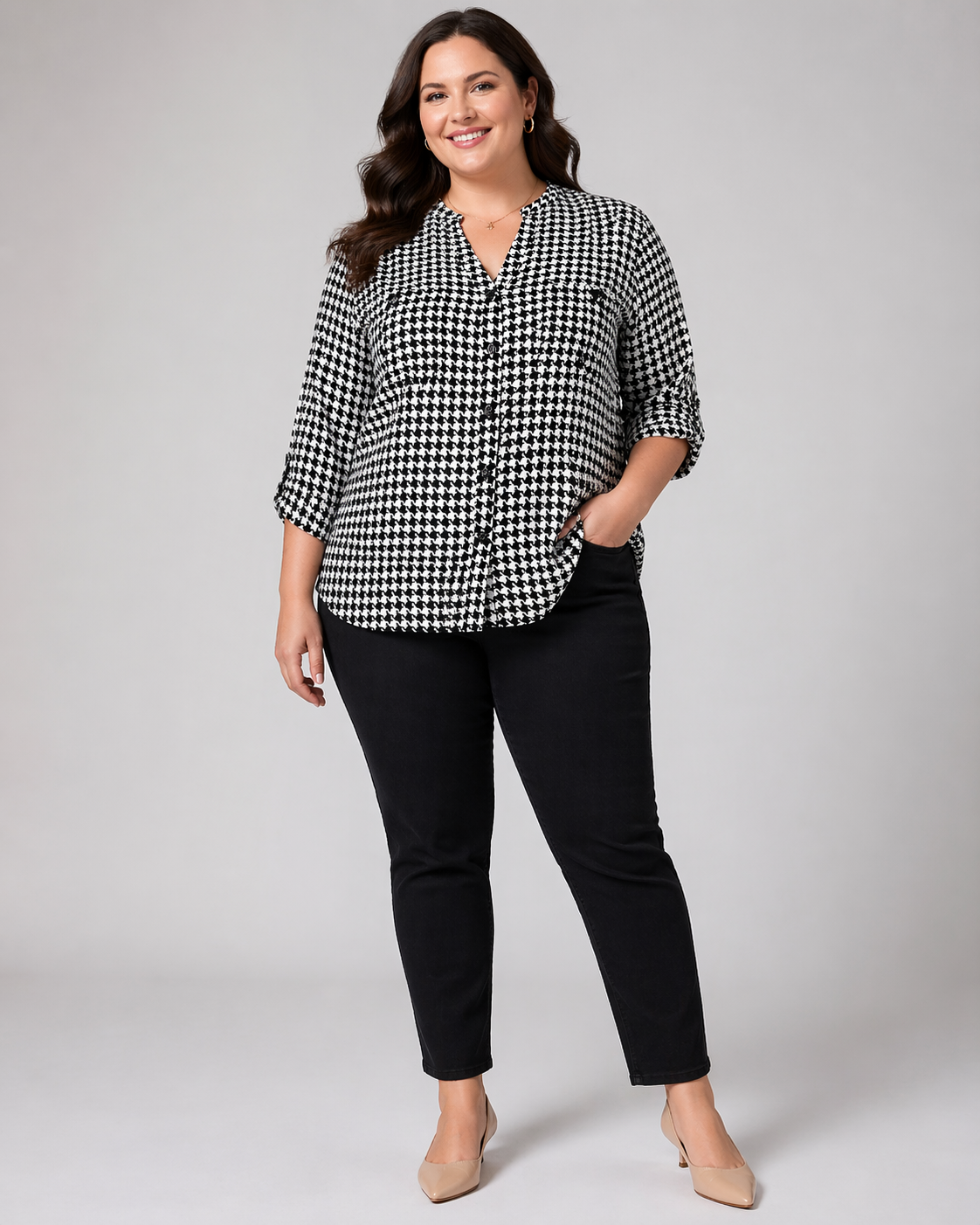 Blusa Estampado Pata De Gallo Curvy LC