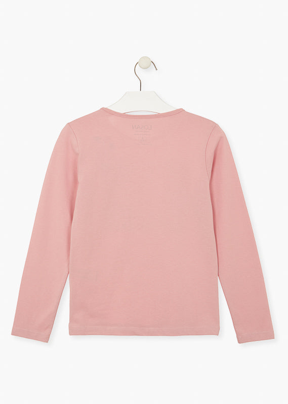 Playera Rosa Con Textos En El Delantero Niña Losan