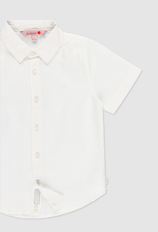 Camisa blanca de lino para niño BOBOLI