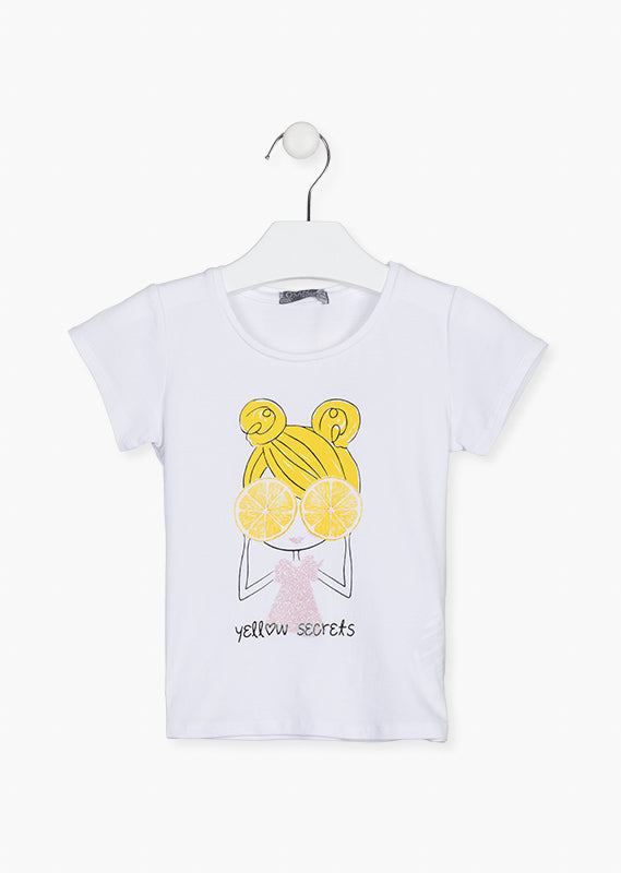 Playera Con Estampado "Yellow Secrets" Para Niña Losan