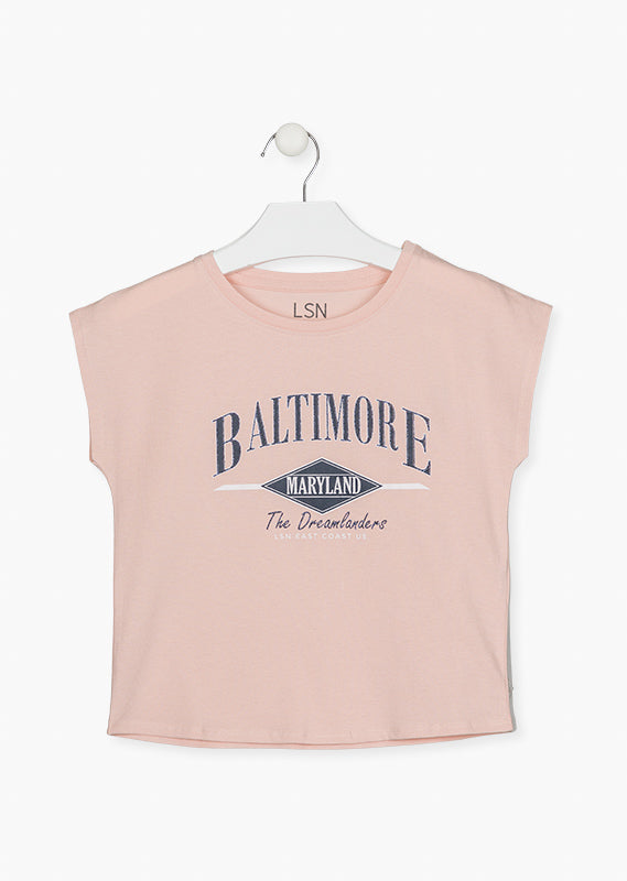 Camiseta palo de rosa "BALTIMORE" para niña Losan