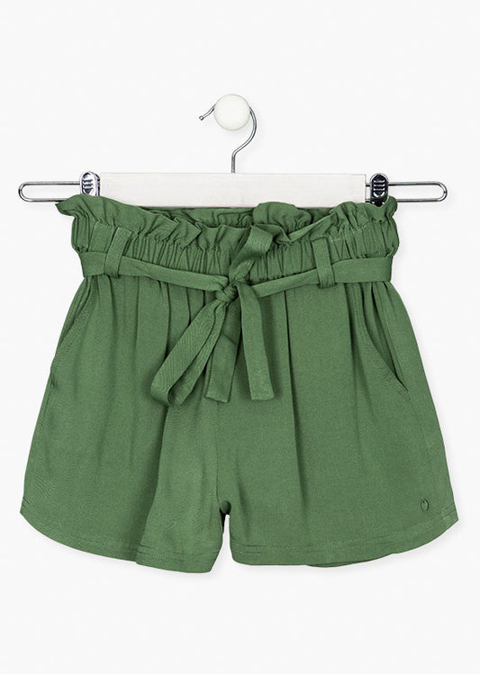 Short verde con cinturón para niña Losan